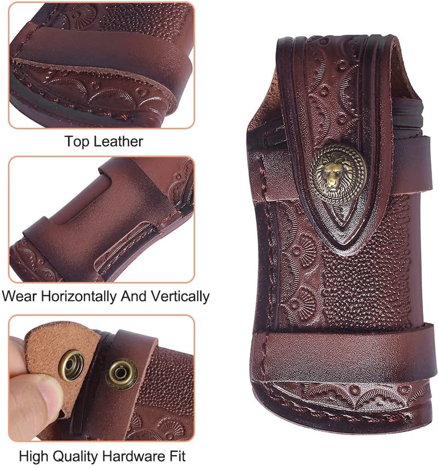 DONGKER 4 Inch Genuine Leather Knife Sheath - Belt Loop Holder for 4