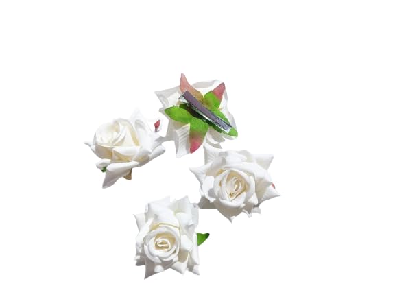 KETAKETI White Flower Juda Hair Pin Set - Handmade Combo of 4 Red Hairpins, Stylish Hair Accessories for Women & Girls - Perfect for Weddings, Parties & Everyday Style