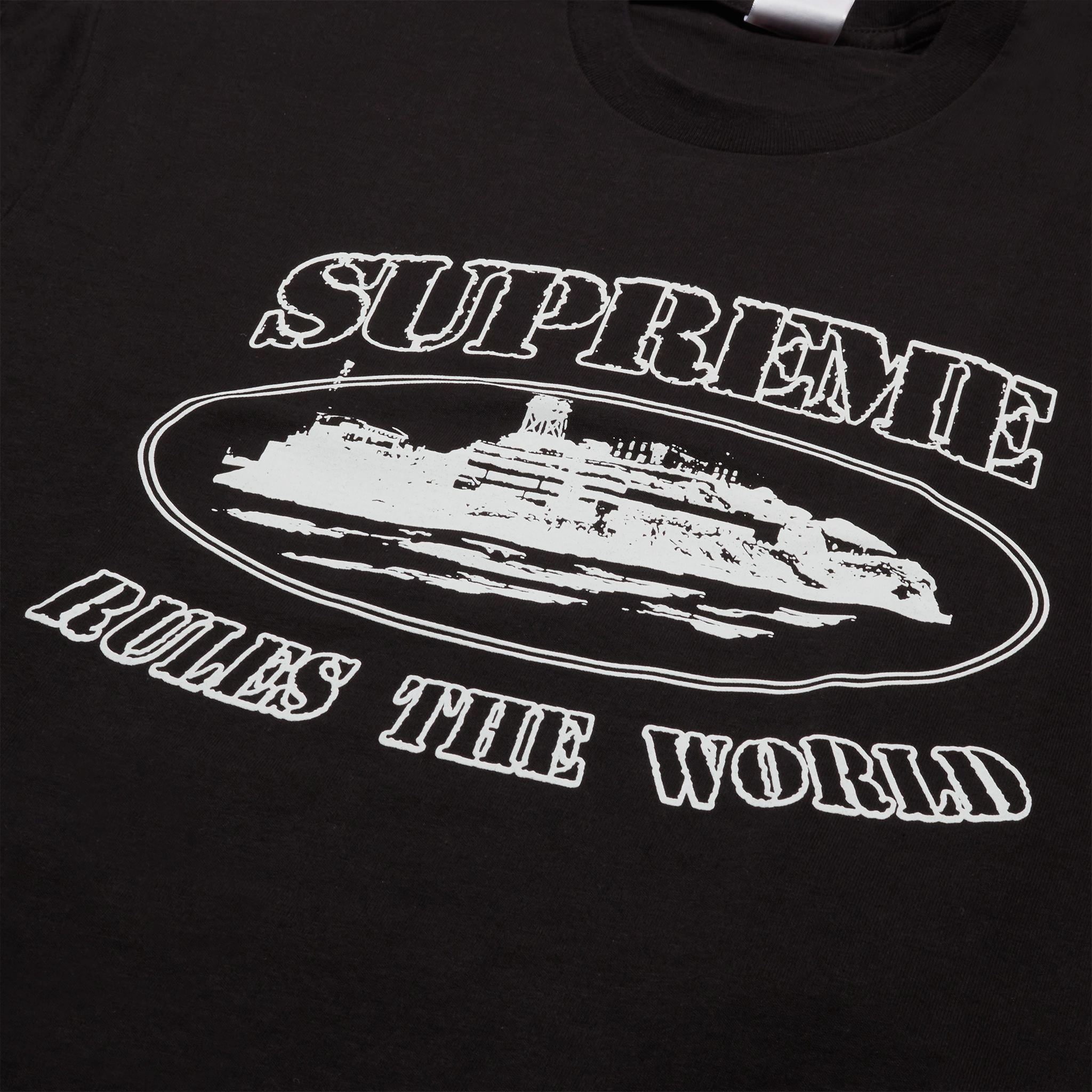 Supreme x Corteiz Rules The World Black Cotton T-Shirt for Men - Streetwear Fashion, Hip Hop Style, Urban Outfits for Casual Wear & Concert Events