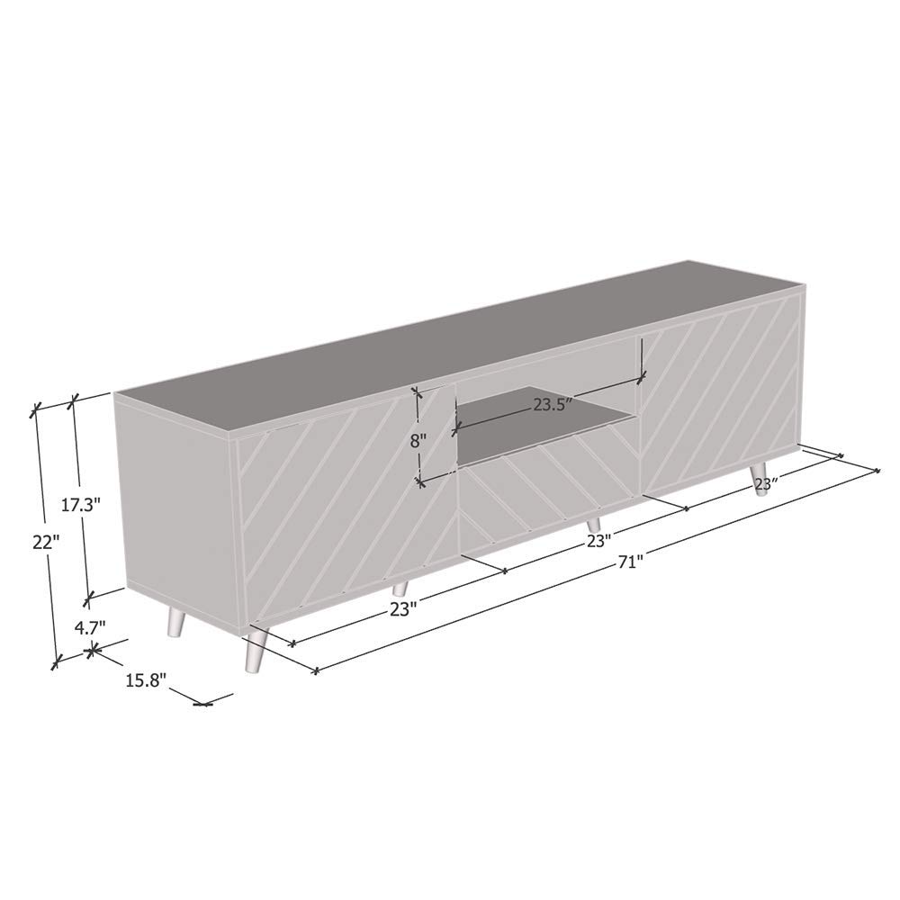 Mid-Century Modern White High-Gloss TV Stand with Storage - 71