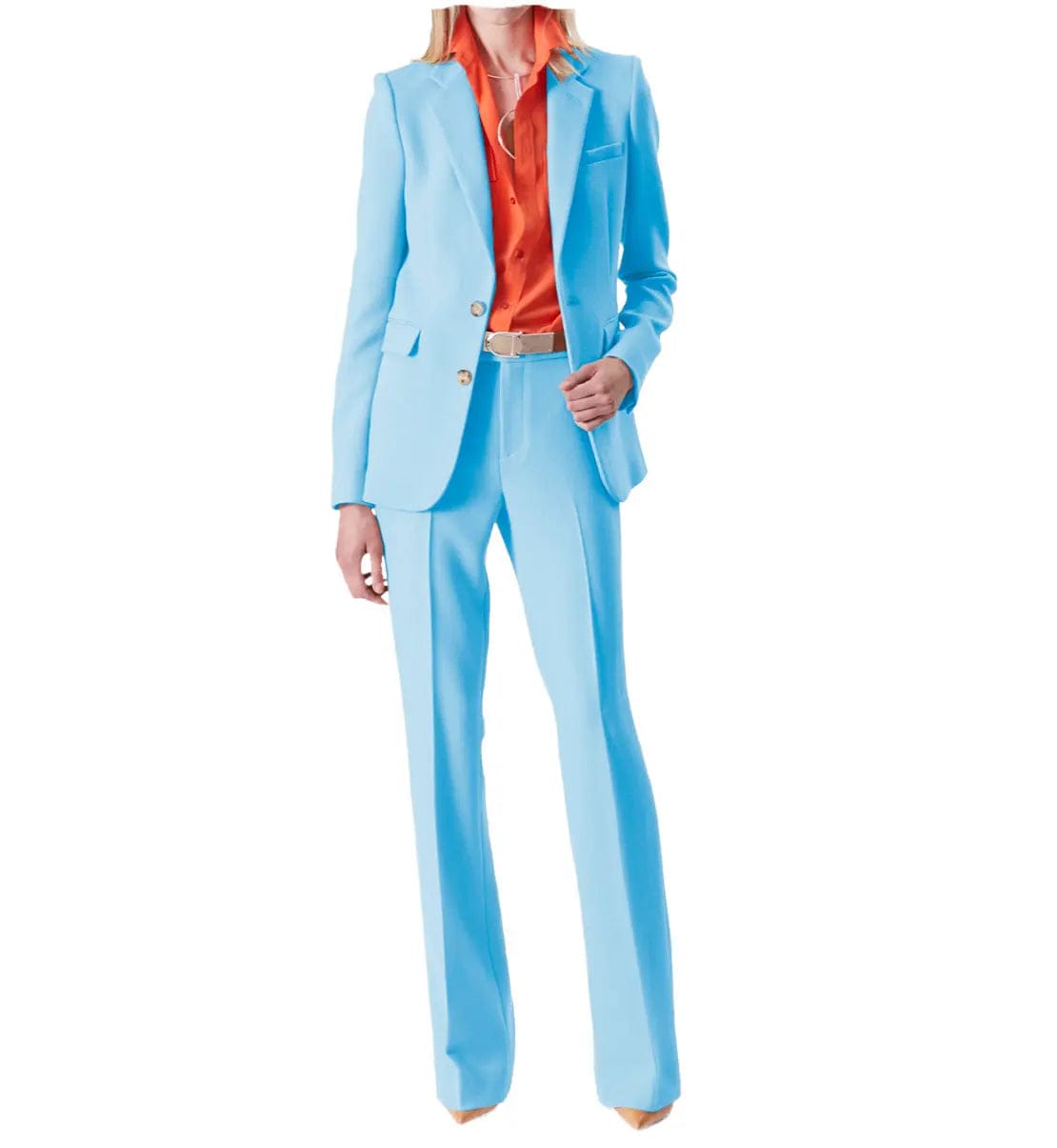 Women's 2-Piece Suit Set with Notch Lapel - Blazer & Pants for Office, Business, and Formal Events | Professional Work Attire for Women
