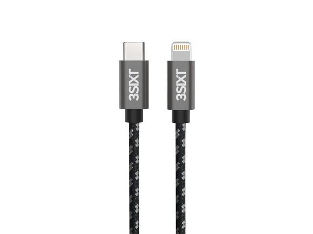 3SIXT BLACK USB C to Lightning Cable 30cm - Fast Charging & Sync for iPhone, iPad - Perfect for Home, Office & Travel