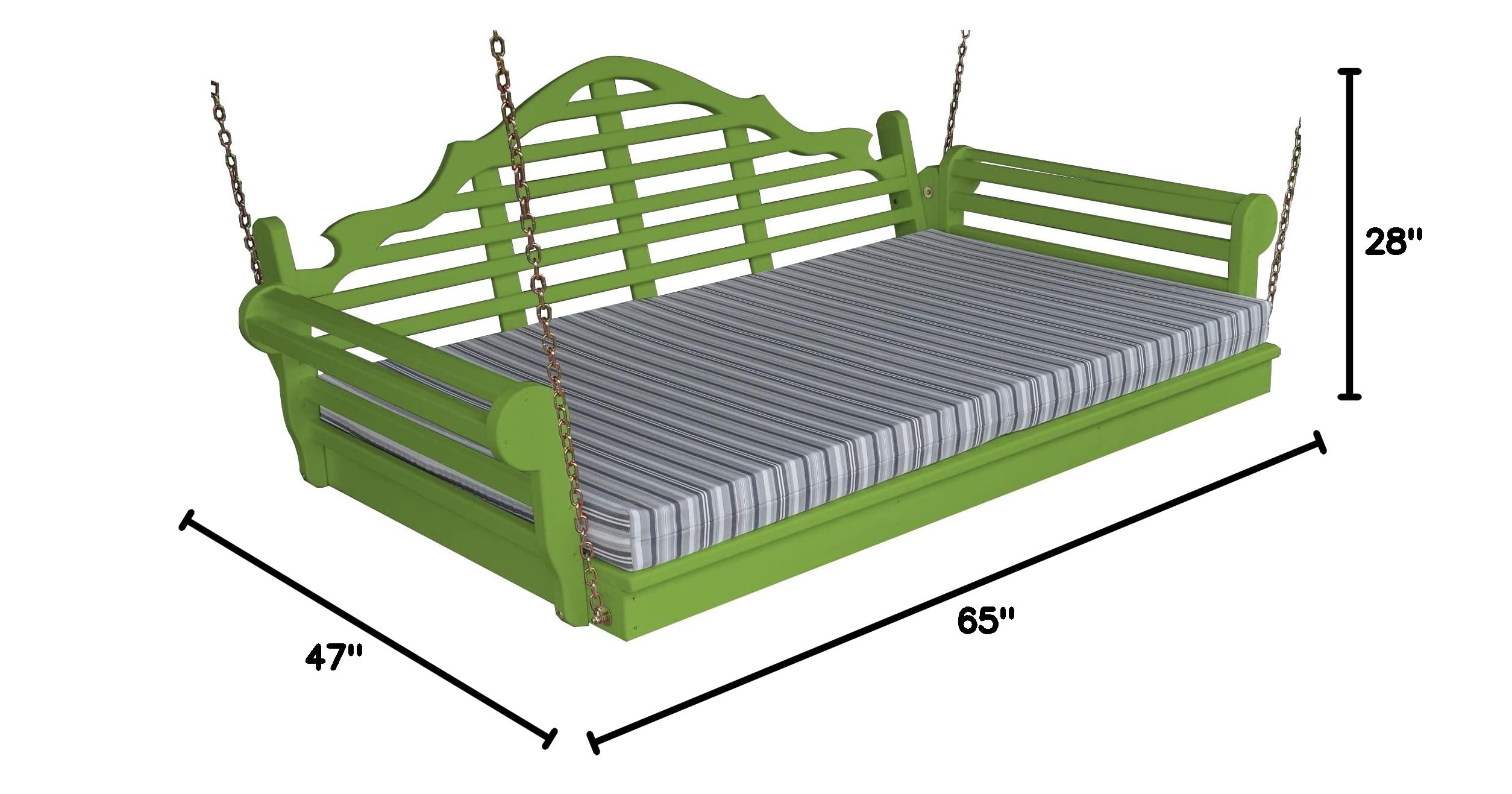 Furniture Barn USA 5ft Pine Wood Marlboro Swing Bed in Lime Green - Perfect for Outdoor Patio, Garden, and Backyard Relaxation