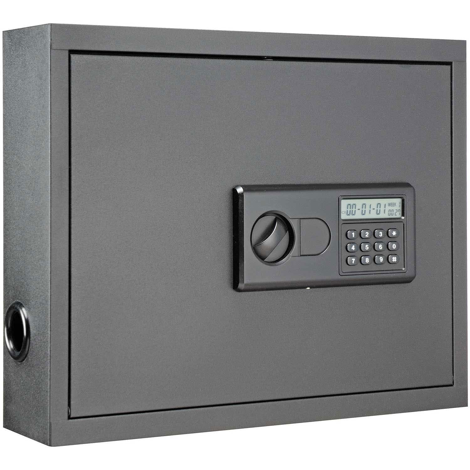 Wall Mount Laptop Security Cabinet - Heavy Duty Lockable Storage for Office & Home - Charcoal Black | Protects Computers, Tablets & Valuables from Theft