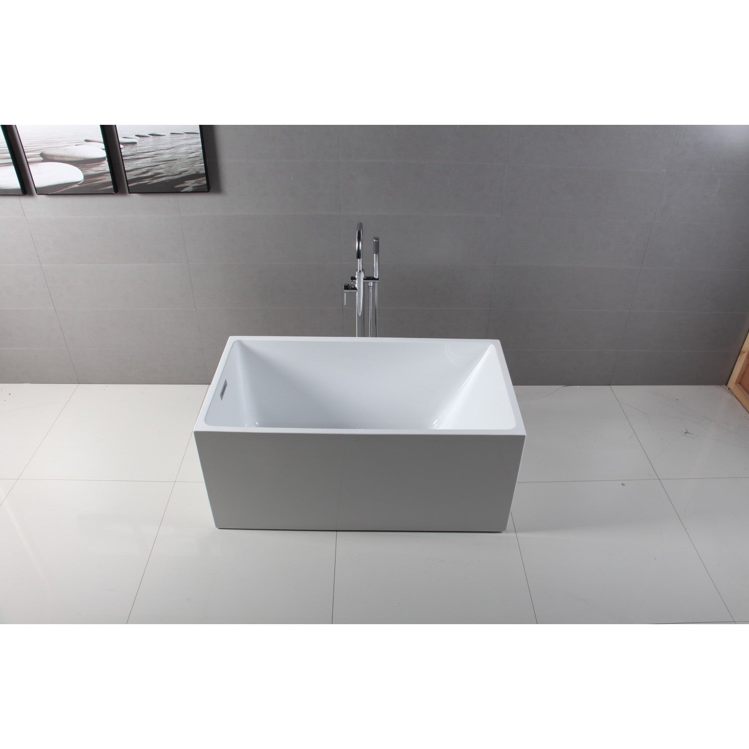 Aqua Eden 51 Inch Acrylic Freestanding Bathtub - Glossy White Rectangular Soaking Tub with Drain | Double-Ended Design for Modern Bathrooms & Spa-Like Relaxation