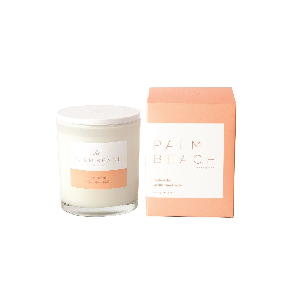 Palm Beach Scented Candle 14.8oz Watermelon Fragrance - Perfect for Home Relaxation, Spa Days & Romantic Ambiance