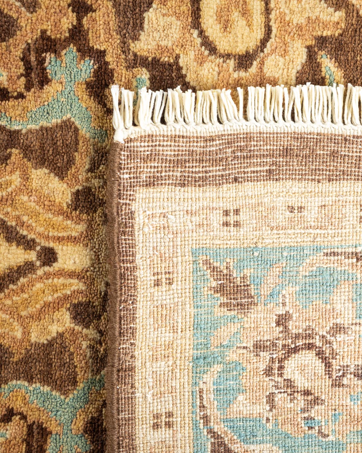 Handmade Traditional Oriental Mogul Brown Wool Area Rug 4x6 - One of a Kind Hand Knotted Solo Rugs for Living Room, Bedroom & Home Decor
