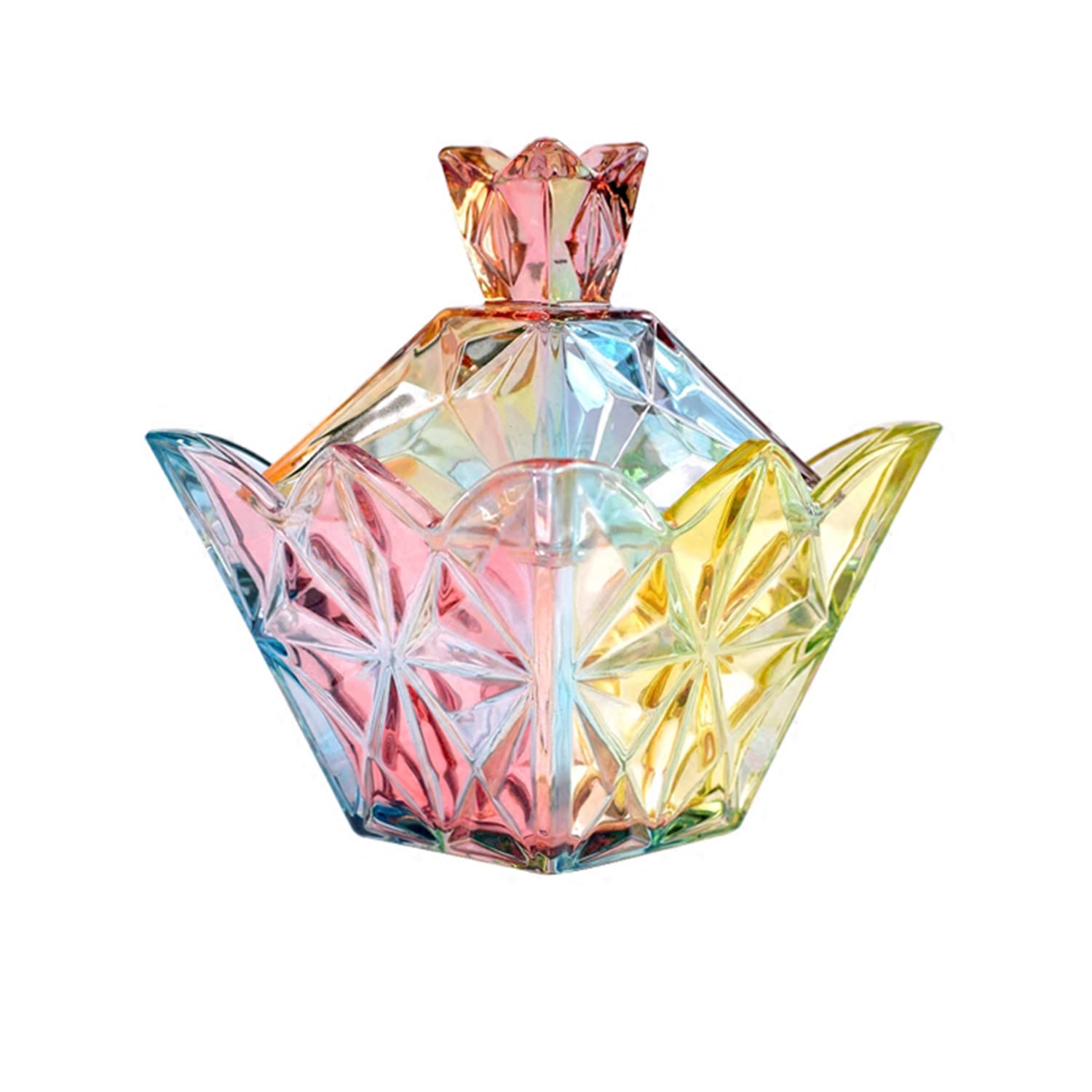 Luxury Colorful Glass Candy Box with Lid - Jewelry Storage, Trinket Organizer, Food Container for Wedding, Kitchen & Home Decor - Perfect for Candy, Snacks, Rings & Small Keepsakes