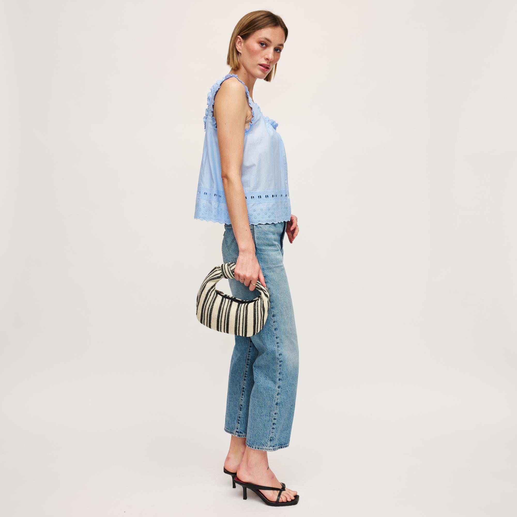 Tracy Striped Clutch Bag for Women - Fashionable Crossbody Purse with Adjustable Strap - Perfect for Parties, Weddings & Evening Events