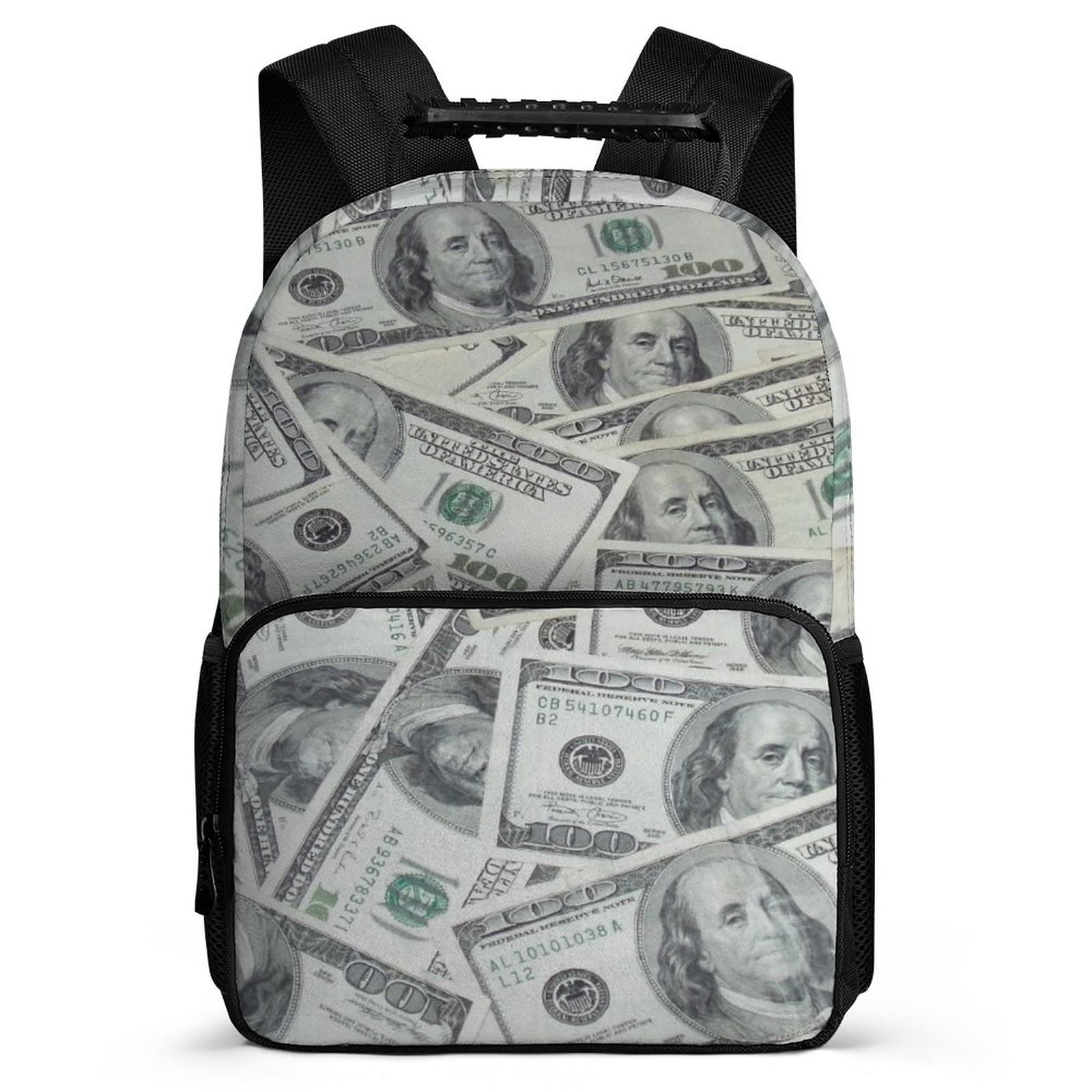 Stylish Felt Backpack for Teens & Women - USA Dollar Bill Design School Backpack with Comfortable Straps & Mesh Pockets | Perfect for College, Middle School, Travel & Camping