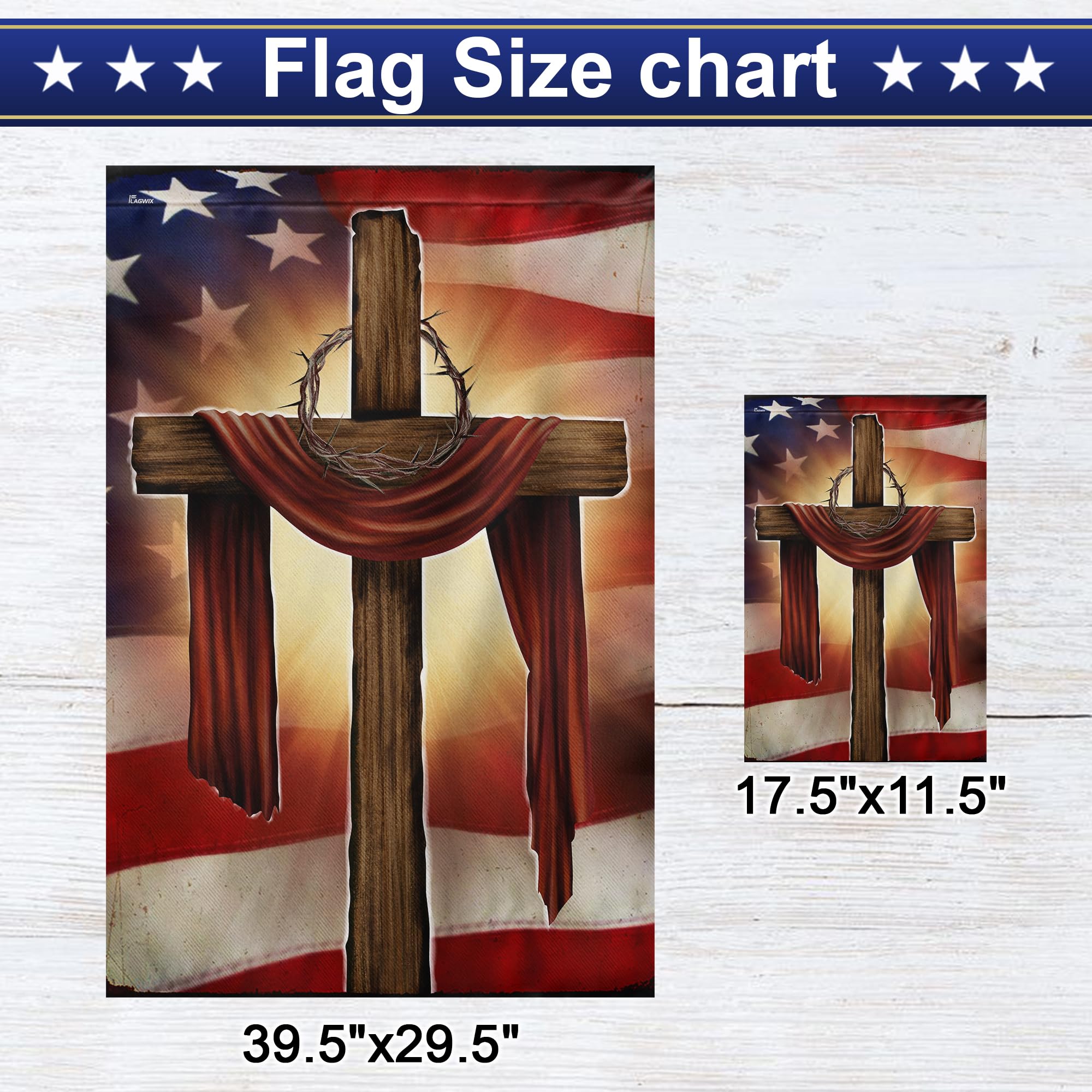Christian Cross Flag 30x40 Inch - Double Sided Heavy Duty Canvas American Christian Decorations for Indoor & Outdoor Use - Perfect for Home, Church, and Garden Display