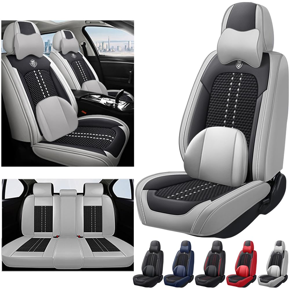 Premium Ice Silk Non-Slip Car Seat Covers Full Set for Lexus RX 350 2010-2023 - Soft Cooling Seat Protector | Luxury Black & Gray Auto Interior Accessories | Perfect for Summer Driving & Long Road Trips