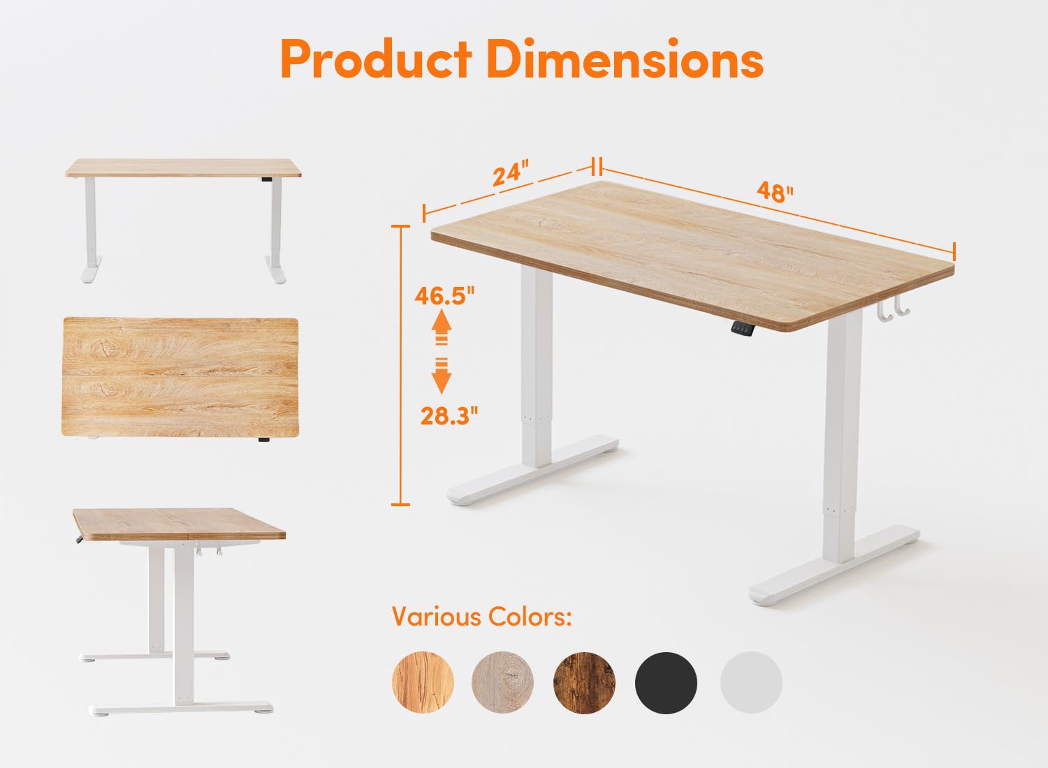 BANTI 48 Inch Electric Height Adjustable Standing Desk - Maple Sit Stand Workstation with Splice Board for Home Office | Ergonomic Computer Desk for Remote Work & Study