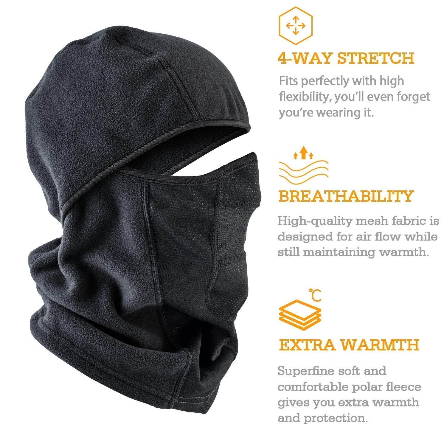 AstroAI Ski Mask Balaclava - Windproof & Breathable Cold Weather Face Cover for Skiing, Snowboarding, Motorcycling (Polar Fleece, Black & Navy Blue Bundle) - Perfect for Winter Sports & Outdoor Activities