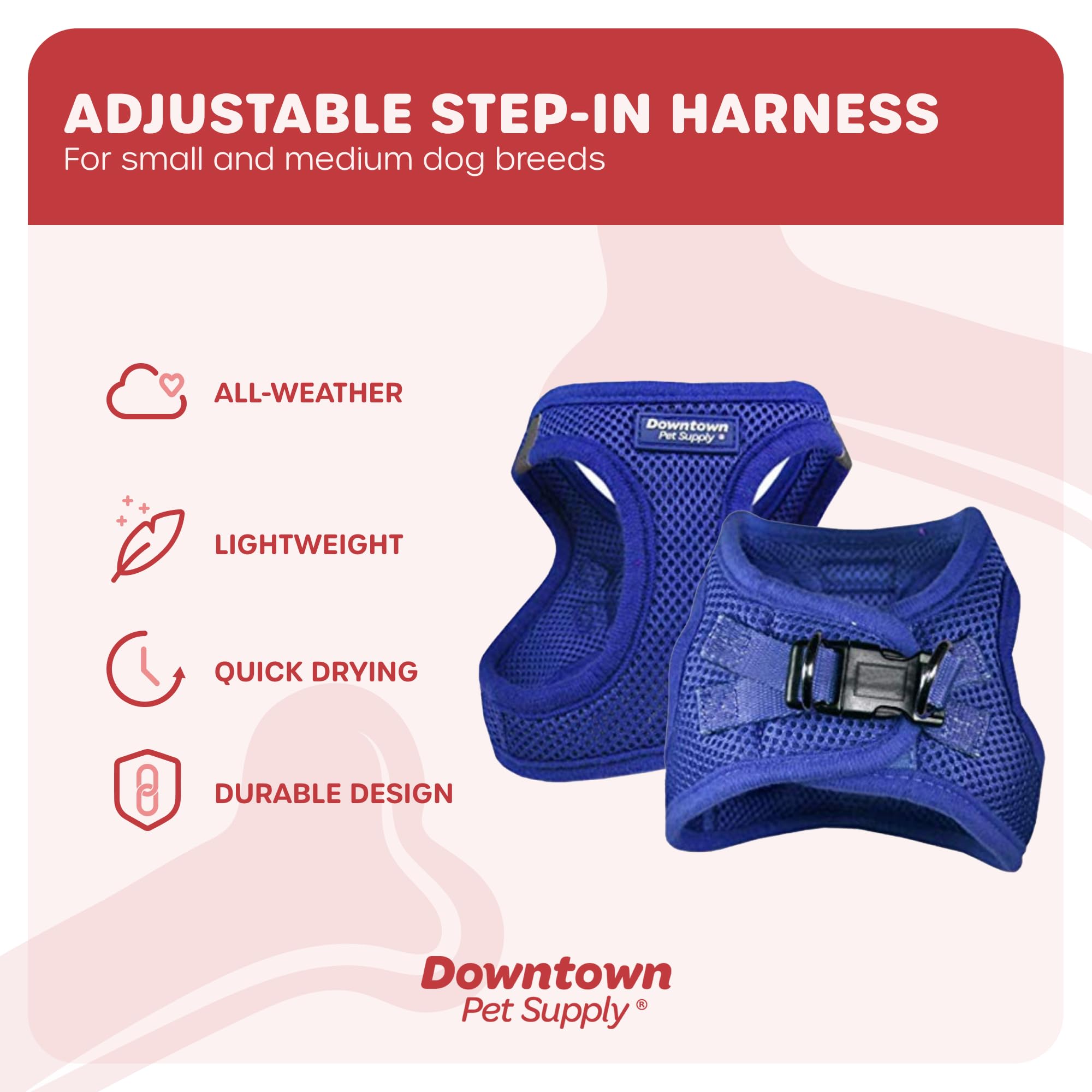 Downtown Pet Supply Step-in Dog Harness for Small Dogs & Cats - No Pull Adjustable Pet Harness with Padded Mesh Fabric & Reflective Trim - XXS Blue Buckle Strap Harness for Teacup Breeds - Perfect for Walking, Training & Outdoor Adventures