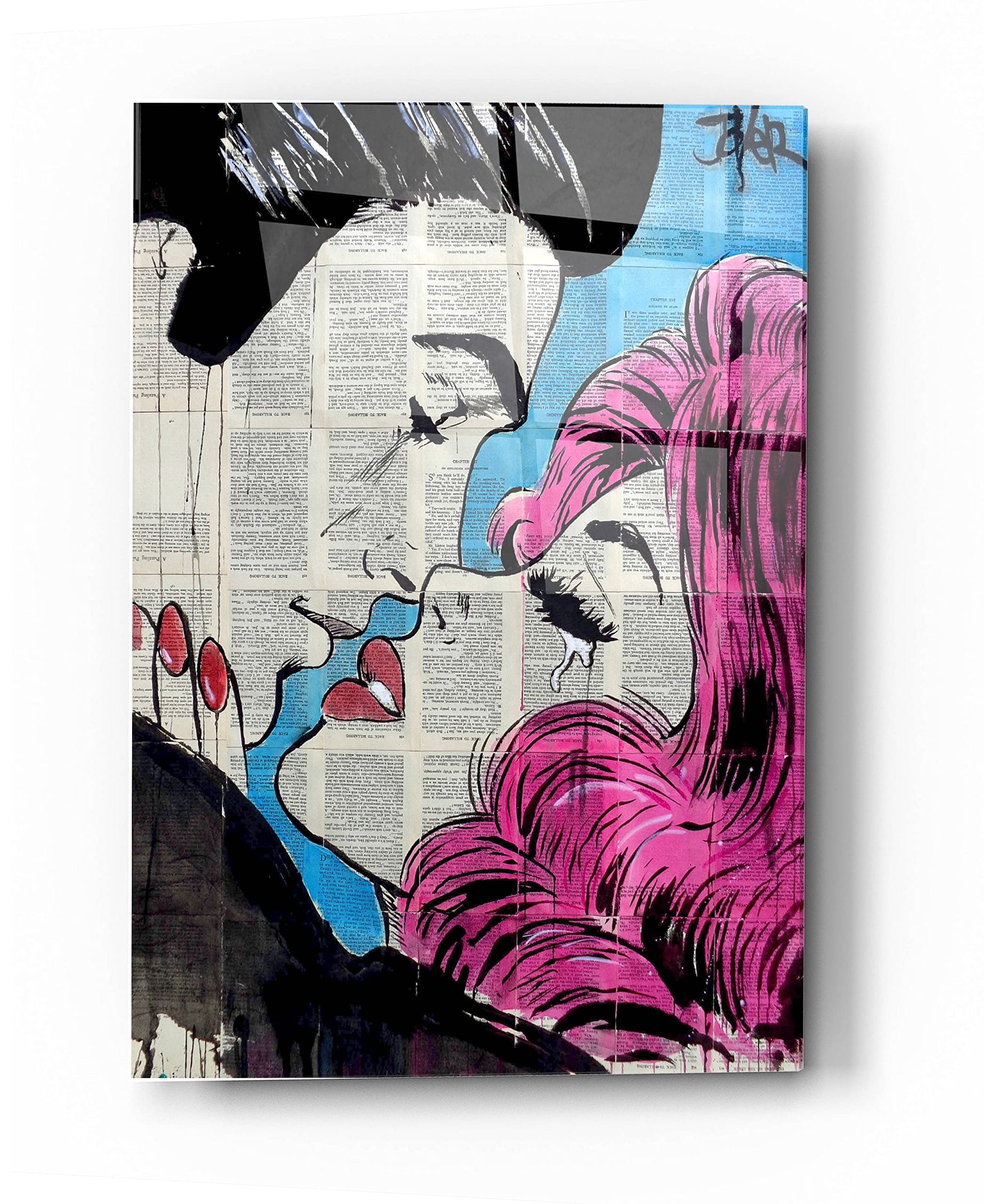 Loui Jover 'Moments Like This Go Pop' Acrylic Glass Wall Art - 24x36 Inches Modern Canvas Painting for Living Room, Bedroom & Office Decor