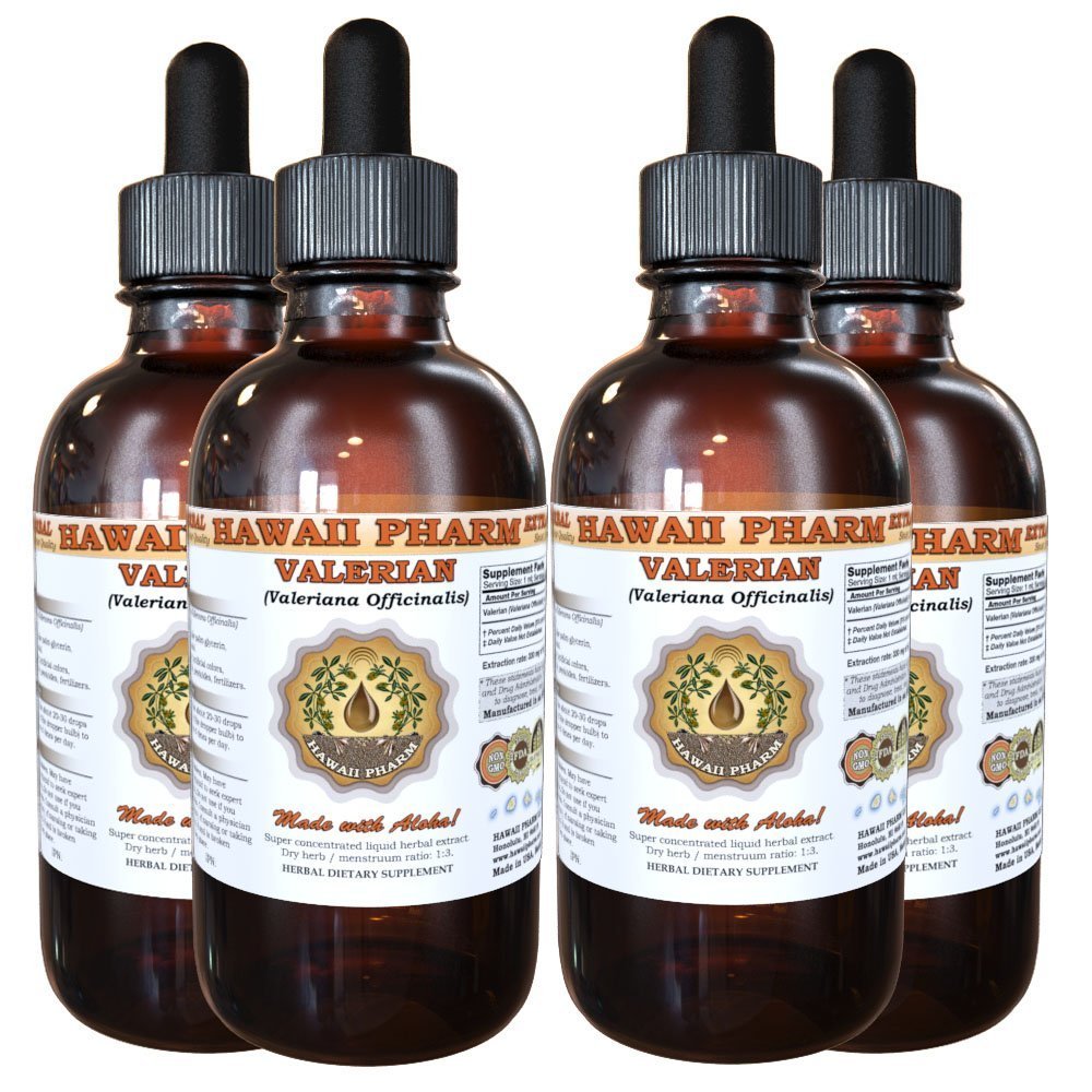 Organic Valerian Root Liquid Extract (Valeriana Officinalis) - Herbal Supplement for Sleep & Relaxation - USA Made by Hawaii Pharm - 4 fl.oz Bottle - Perfect for Stress Relief & Natural Sleep Aid