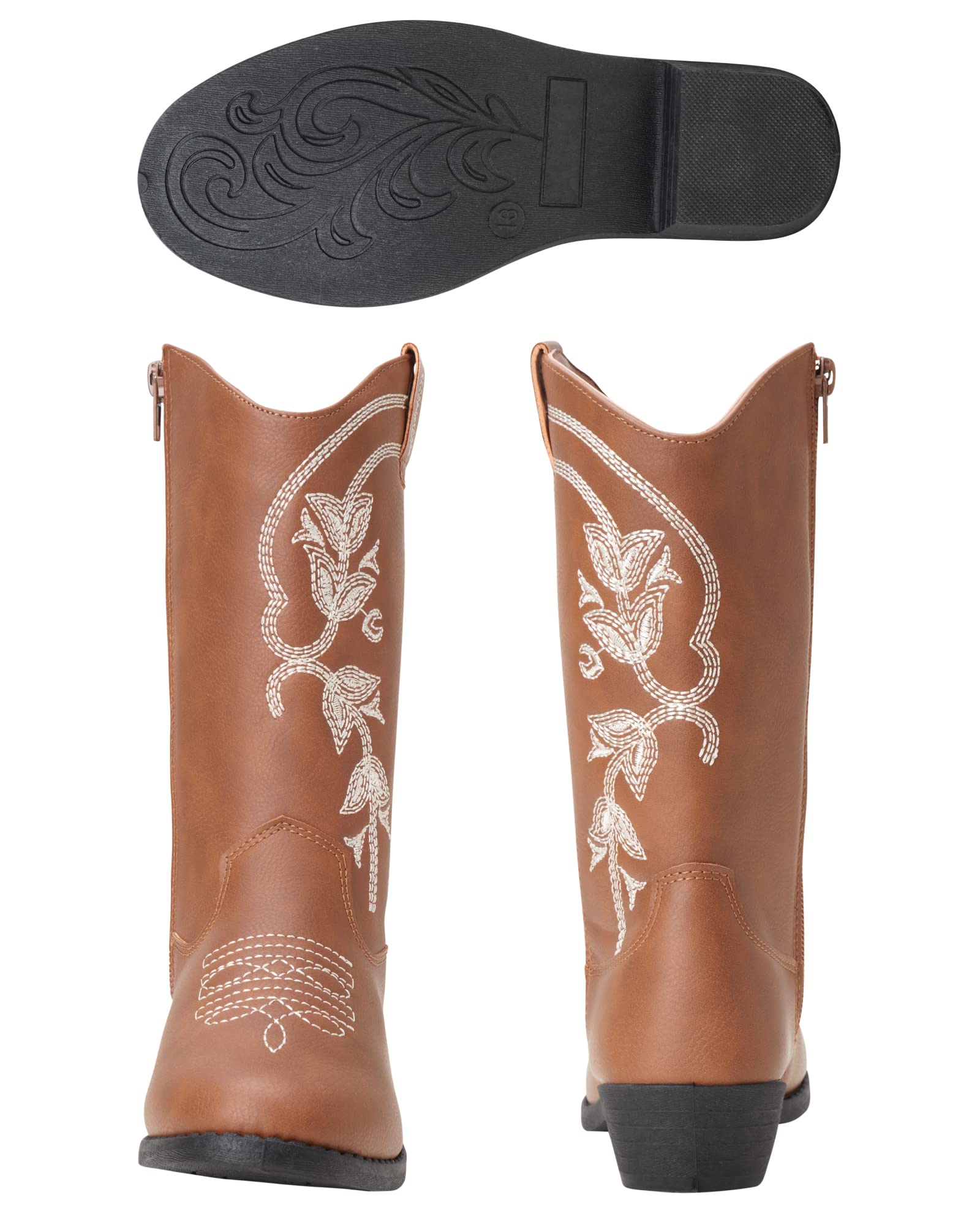 Girls' Western Cowboy Boots for Toddlers - Comfortable & Stylish Leather Booties for Kids - Perfect for Rodeo, Halloween Costumes & Country Fashion