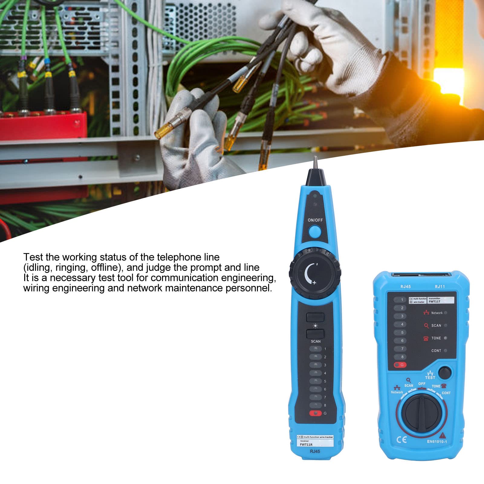 RJ45 Ethernet Cable Tester, FWT11 Multifunction Network Cable Tracer - Portable Anti-Interference Line Finder for Phone & Ethernet Cables - Perfect for IT Technicians & Home Network Setup