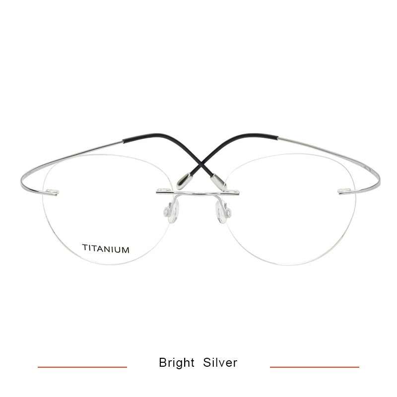 Brightzone Women's Rimless Oval Round Titanium Eyeglasses 71617 - Lightweight Comfortable Glasses for Work, Reading & Everyday Use