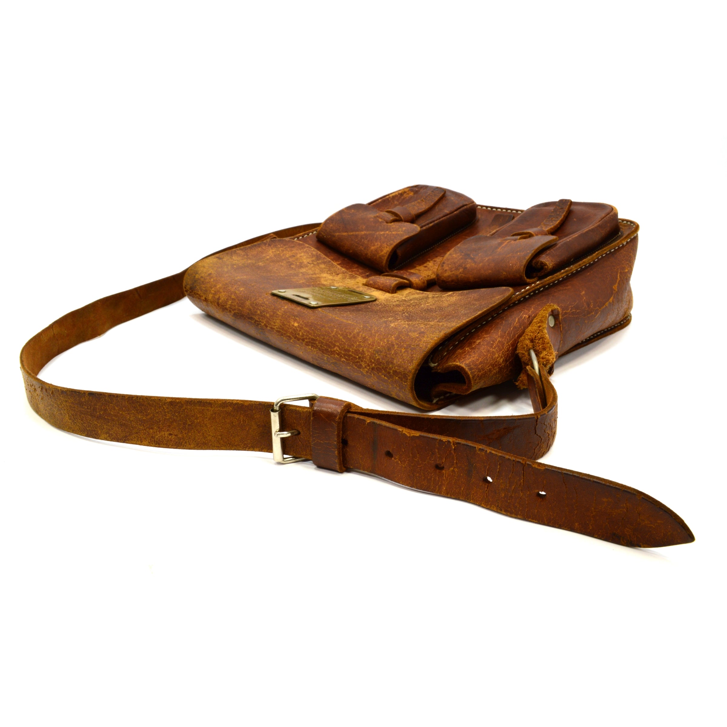 Vintage Antique Brass Train Tag - Delaware Lackawanna & Western Railroad Leather Bag - Rare Collectible - Perfect for Train Enthusiasts & Vintage Fashion Accessories