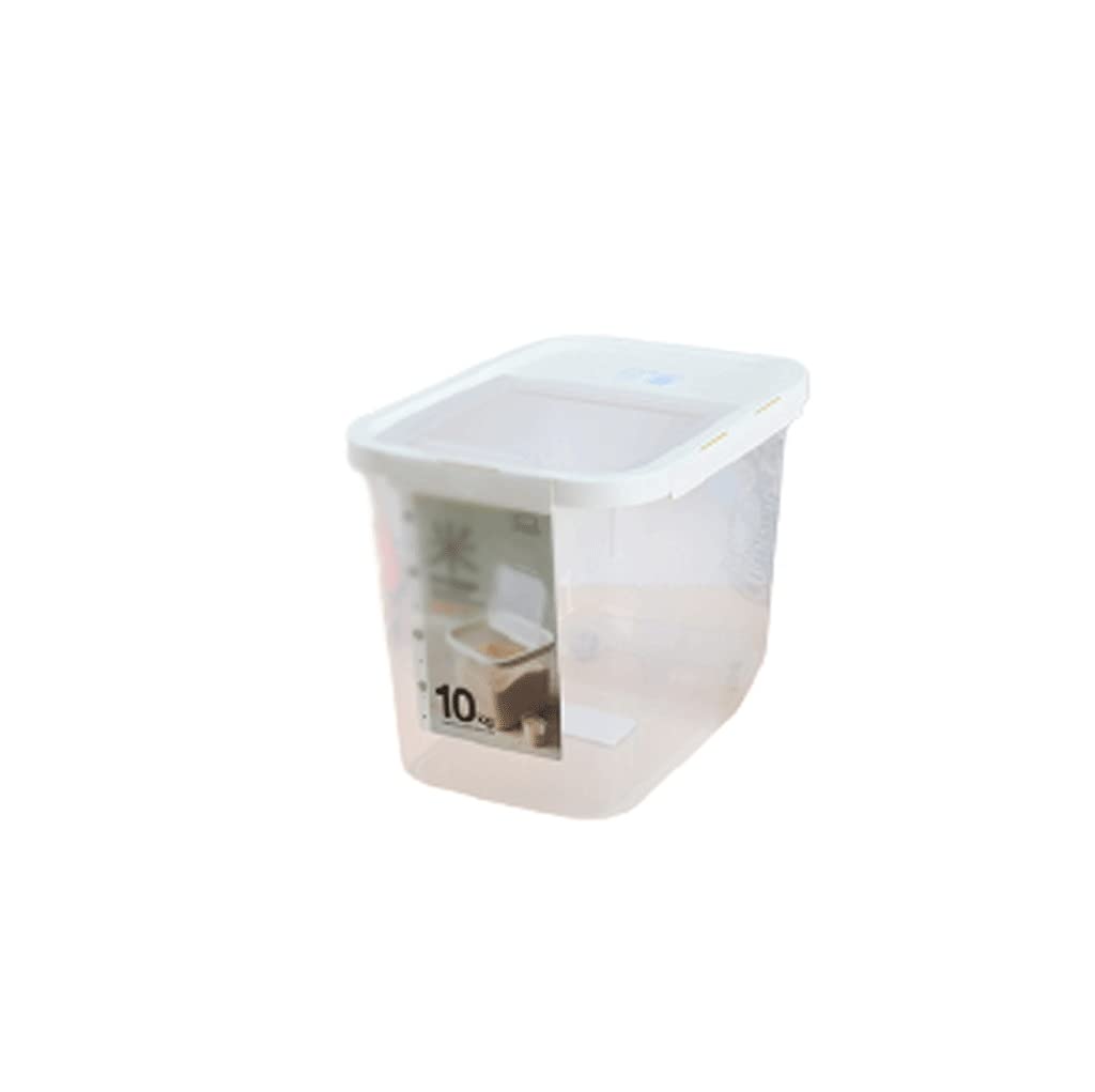 SYALEO 5L White Plastic Rice Dispenser & Dry Food Storage Container - Airtight Kitchen Cereal Organizer for Rice, Grains, Pasta (22.9x32.9x25.3cm) - Perfect for Pantry, Countertop & Bulk Food Storage