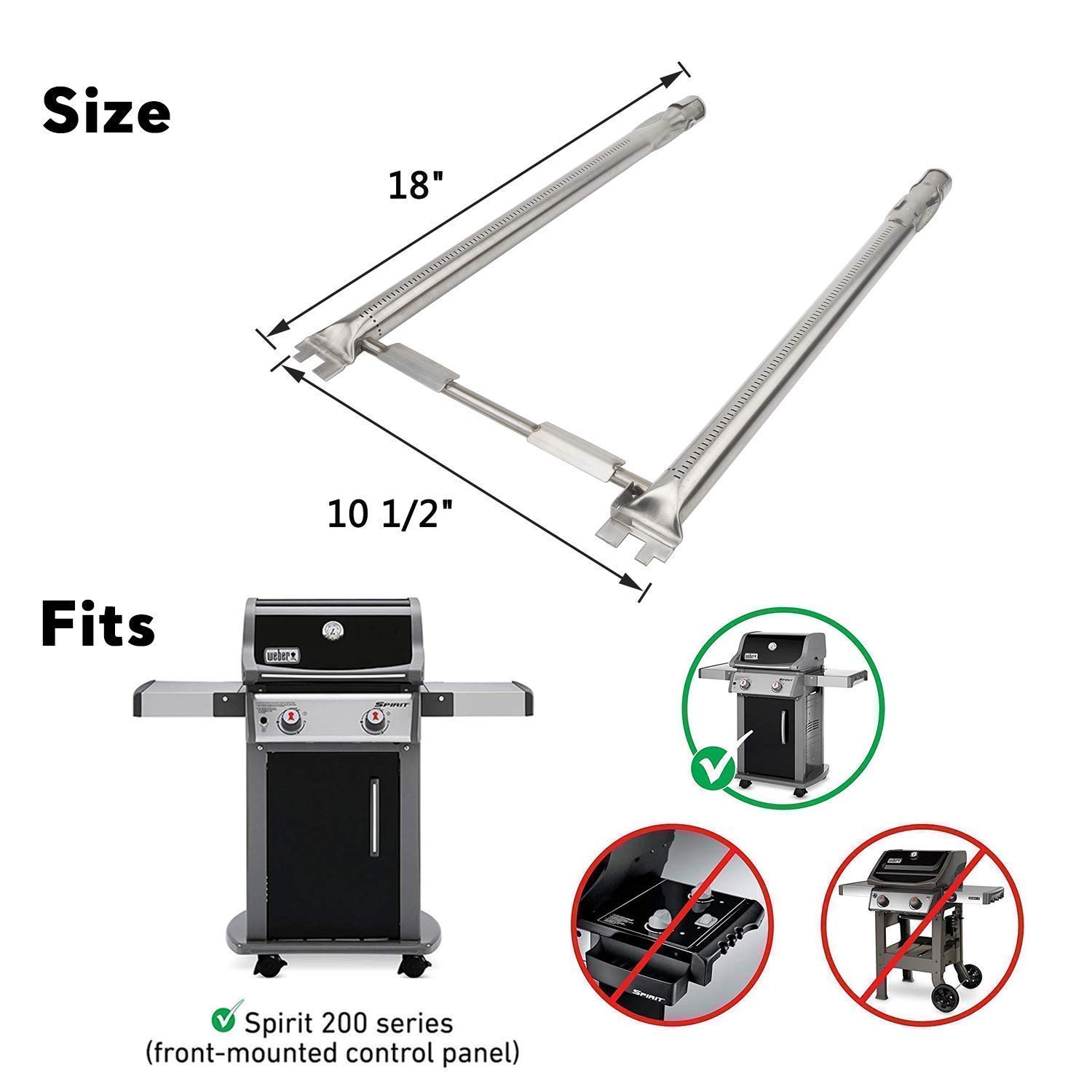 Uniflasy 7635 Flavorizer Bars & 69785 Burner Tubes Replacement Kit for Weber Spirit 200 Grill - Includes 7642 Igniter Button, 69866, 7637 Cooking Grates & 17.5