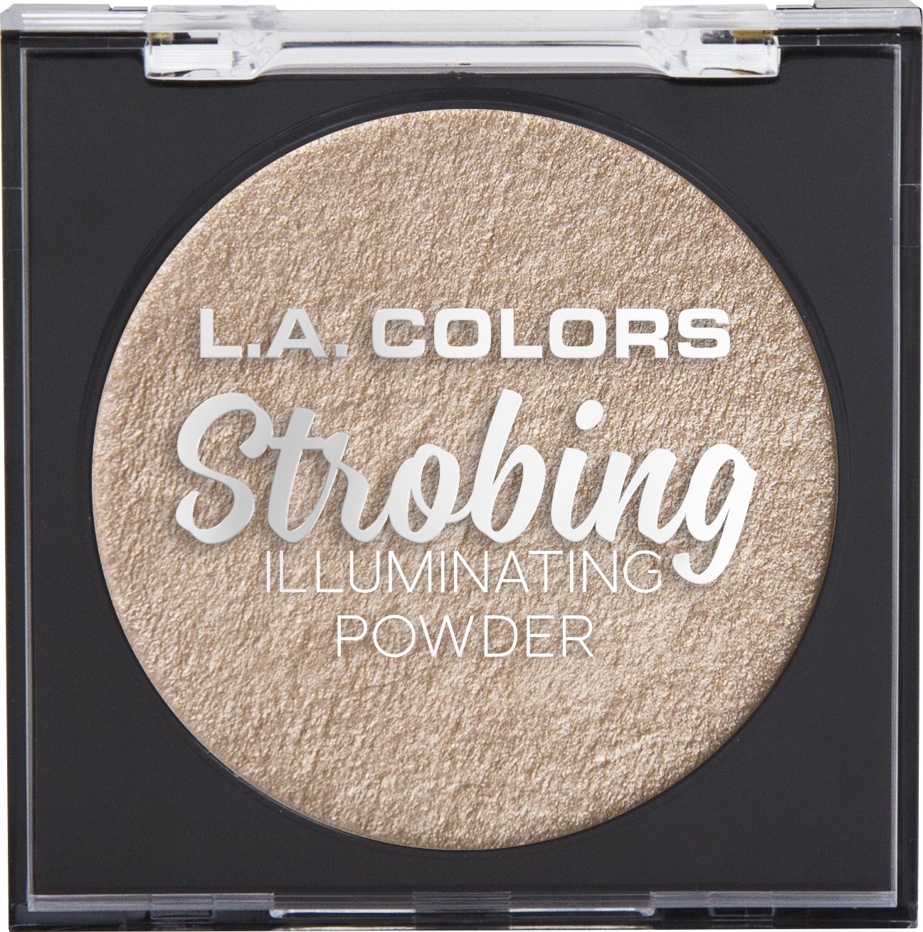 L.A. COLORS Strobing Highlighter Powder - Champagne CSP256 - Illuminating Face Makeup for Glowing Skin | Perfect for Contouring, Highlighting & Evening Makeup Looks
