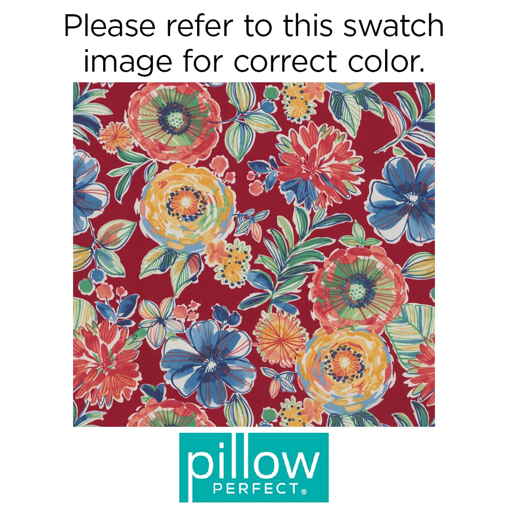 Pillow Perfect Bright Floral Split Back Chaise Lounge Cushion - Indoor/Outdoor Use with Ties, Plush Fiber Fill, Weather & Fade Resistant - 72.5