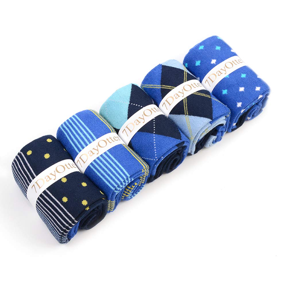 7-Day Otter Men's Modal Cotton Business Crew Socks - Odor Resistant, Breathable & Patterned Dress Socks for Work, Office & Formal Occasions - Funny Novelty Socks Gift for Professionals