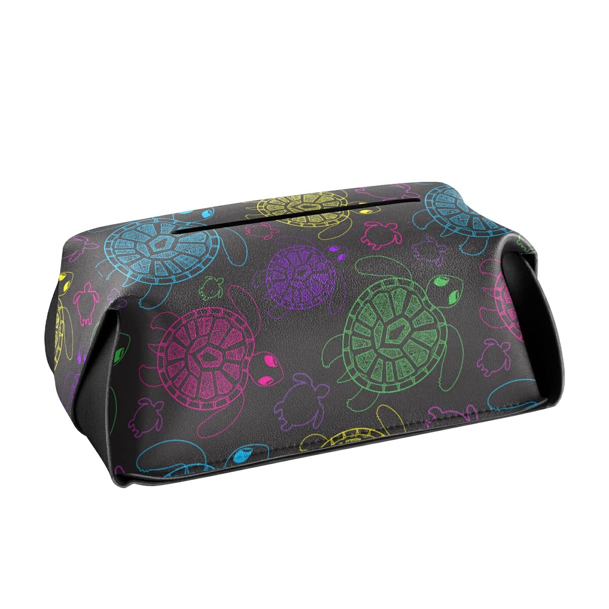 Colorful PU Leather Tissue Box Cover with Hanging Loop - Rectangle Facial Tissue Dispenser for Bathroom, Bedroom Nightstand & Office Desk Organization