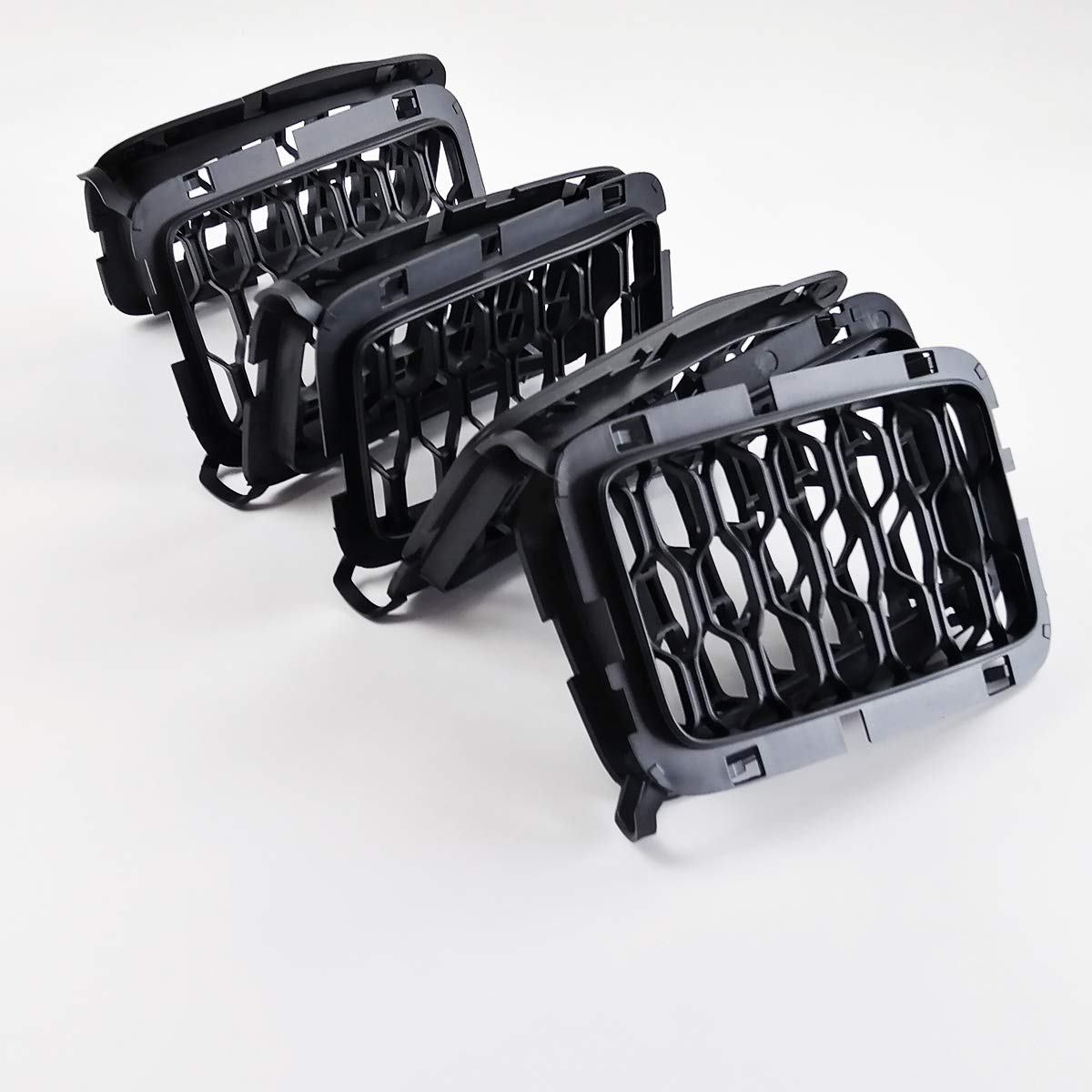 Matte Black Honeycomb Front Grill Inserts Mesh Grille for 2017-2022 Jeep Grand Cherokee - 7PCs Set | Off-Road Style Upgrade & Custom Look for SUV Enthusiasts