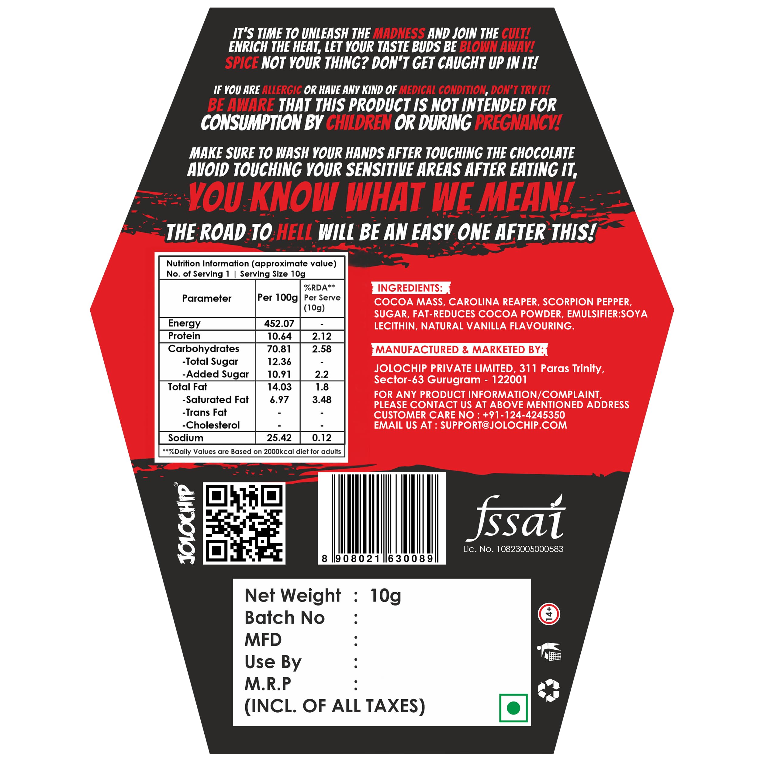 JOLOCHIP Deadly Combo - Extreme Heat Spicy Chip Challenge Pack (5g Last Chip + 10g Hottest Chocolate) with Carolina Reaper, Scorpion & Ghost Peppers - Perfect for Spicy Food Challenges, YouTube Videos & Dare Games