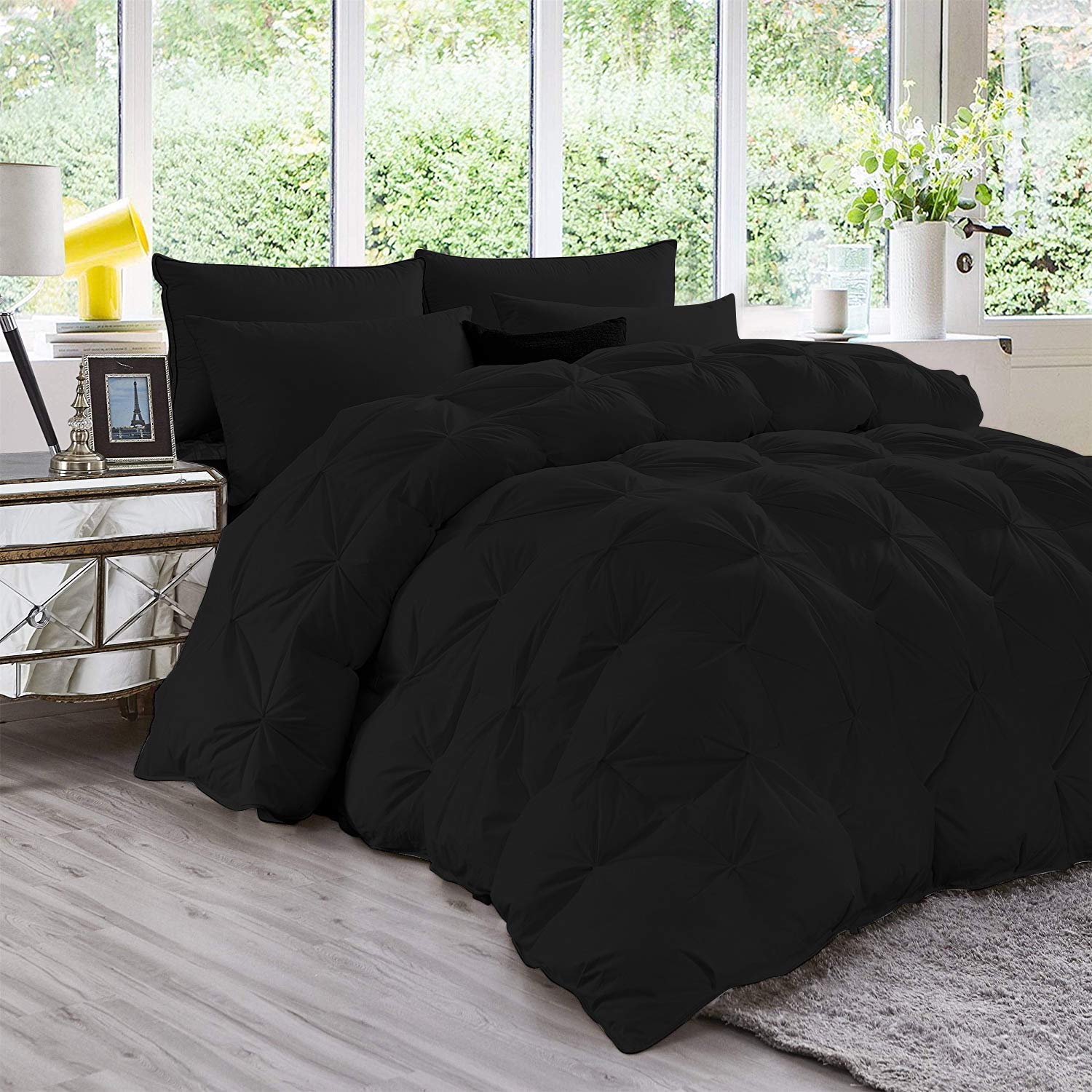 Premium 400 GSM 800 Thread Count 100% Egyptian Cotton All Season Pintuck Comforter - Full/Queen Size (90