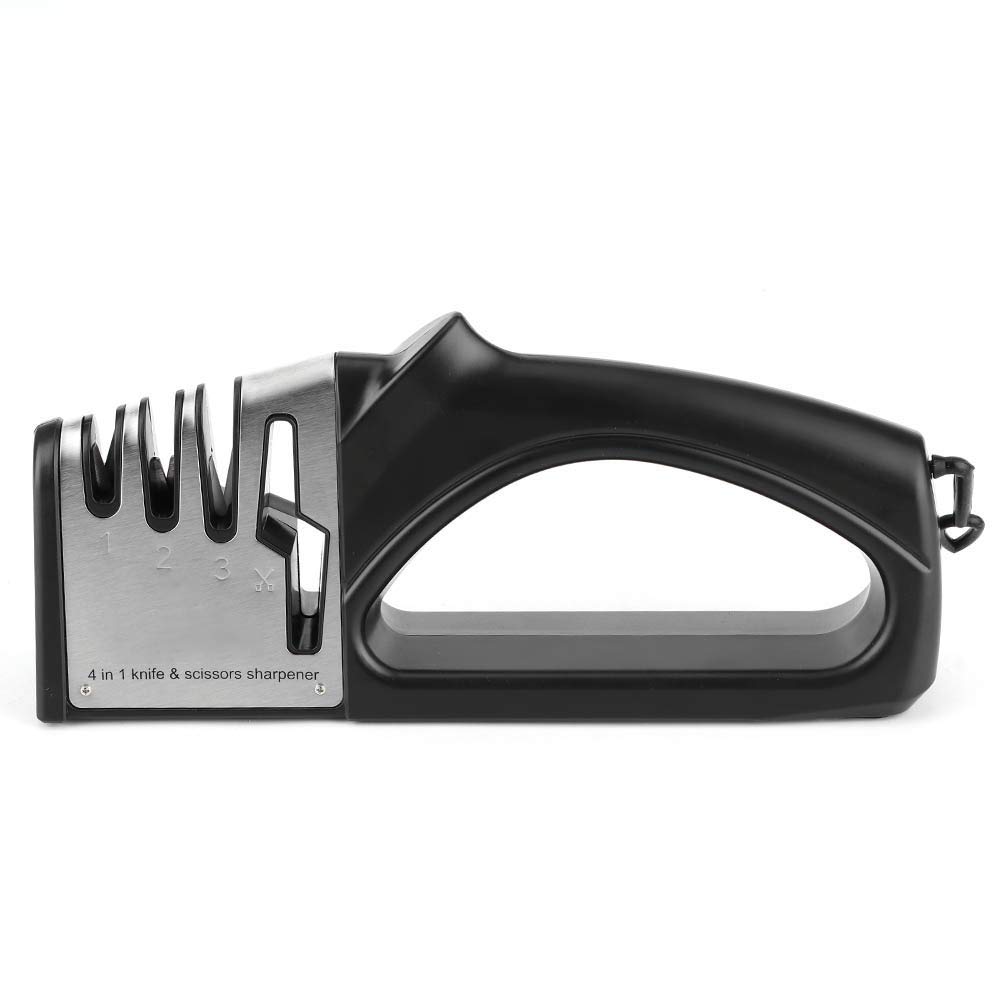 4-in-1 Multi-Function Knife Sharpener - Professional Kitchen Knife Sharpening Tool for Home Use - Perfect for Chefs, Camping & Everyday Cooking