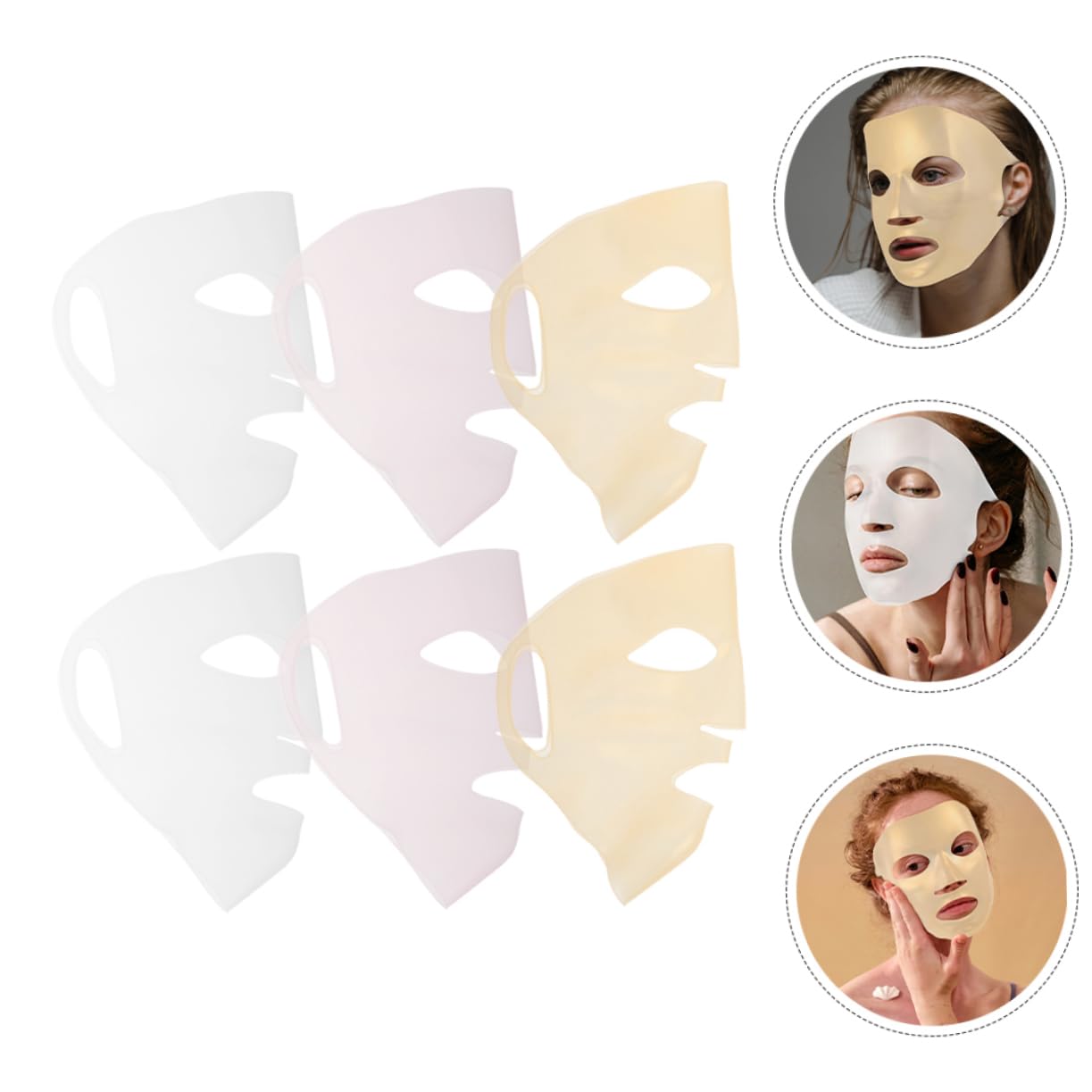 6-Piece Reusable Facial Mask Cover - Forehead & Brow Skincare, Overnight Collagen Jelly Mask for Sleep & Anti-Aging | Perfect for Nighttime Skincare Routine, Spa Days & Self-Care Relaxation