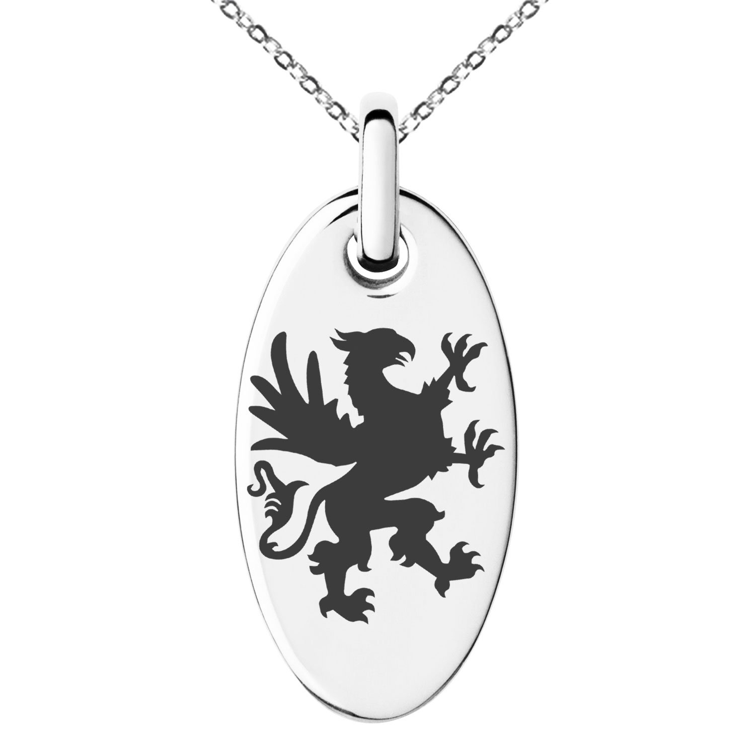 Stainless Steel Griffin Charm Pendant Necklace - Elegant Small Oval Design for Women | Perfect for Gifts, Parties & Everyday Wear