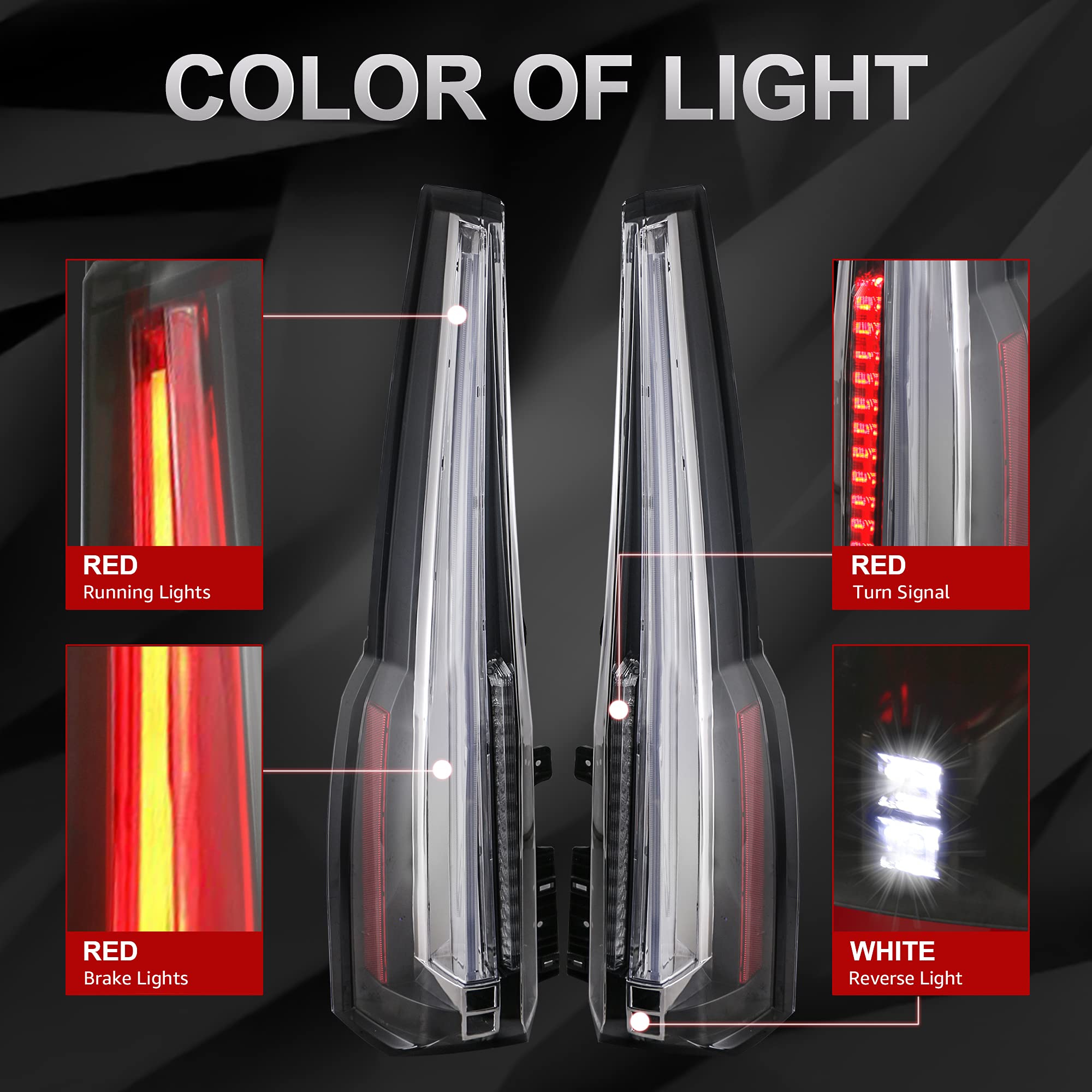 MOSTPLUS LED Tail Lights Assembly - Compatible with Chevy Tahoe & Suburban 2015-2020 | Set of 2 Transparent Red Lamps | Durable Replacement for Enhanced Night Visibility & Safety