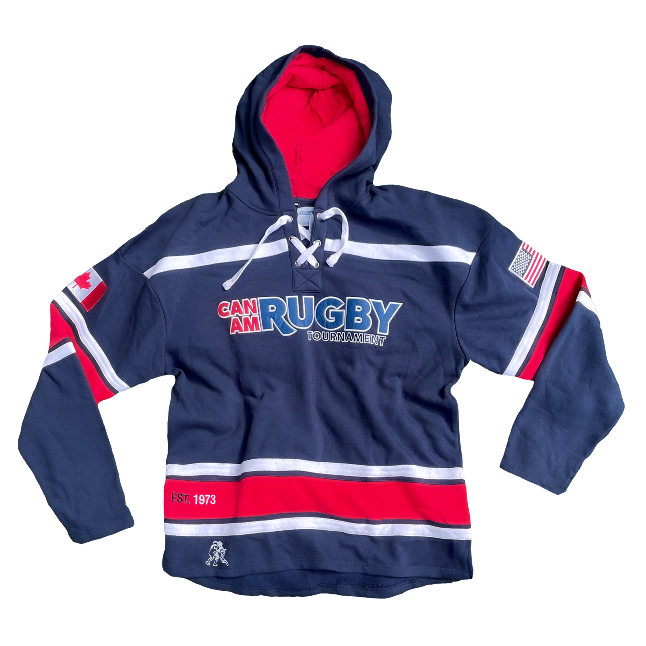 Can Am Rugby Lace Up Hoodie - Stylish Pullover Sweatshirt for Men & Women | Perfect for Rugby Games, Casual Wear & Outdoor Activities