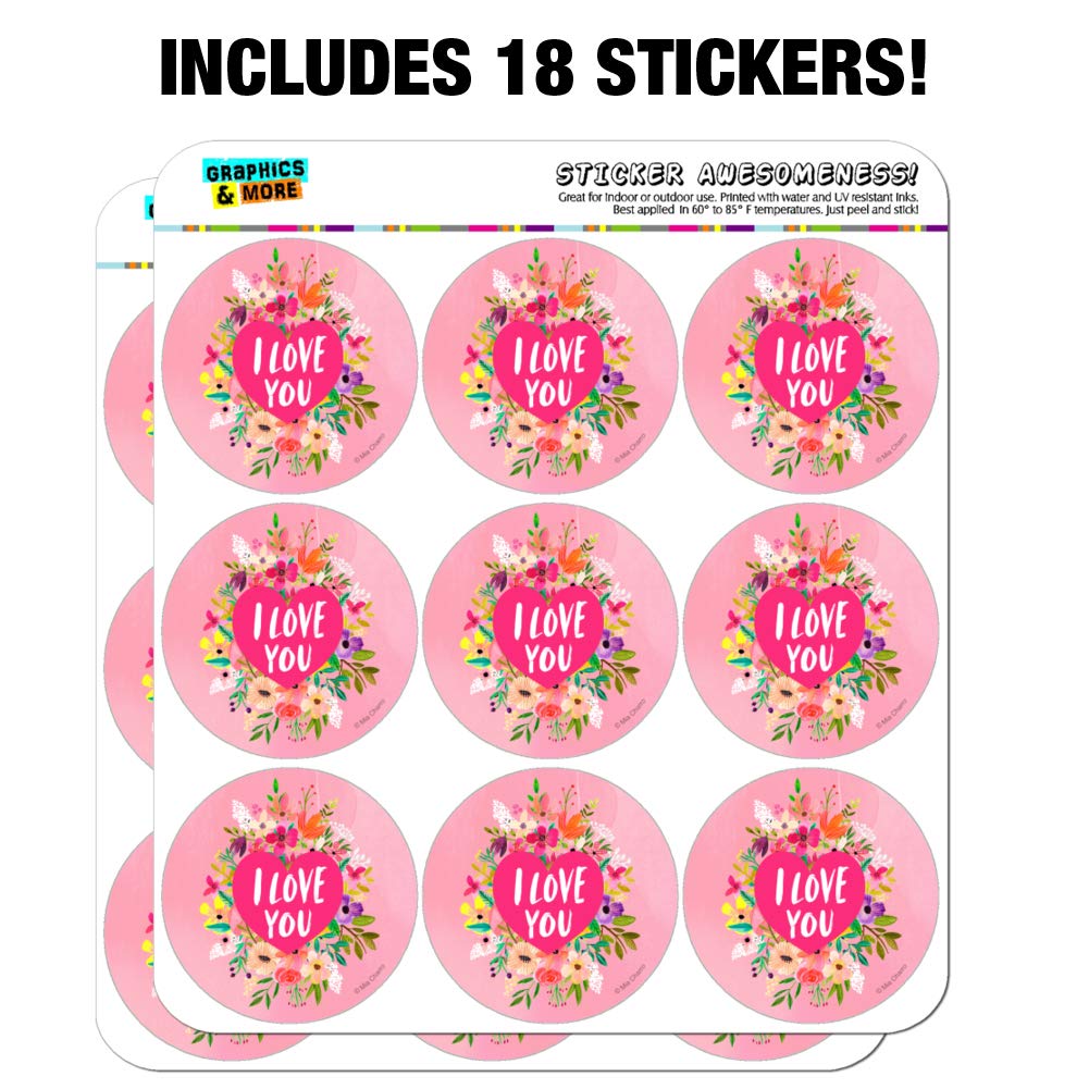 I Love You Flower Heart Wreath Planner Stickers - Scrapbooking, Bullet Journal & Crafting Decorative Stickers for DIY Projects, Wedding Invitations & Gift Wrapping