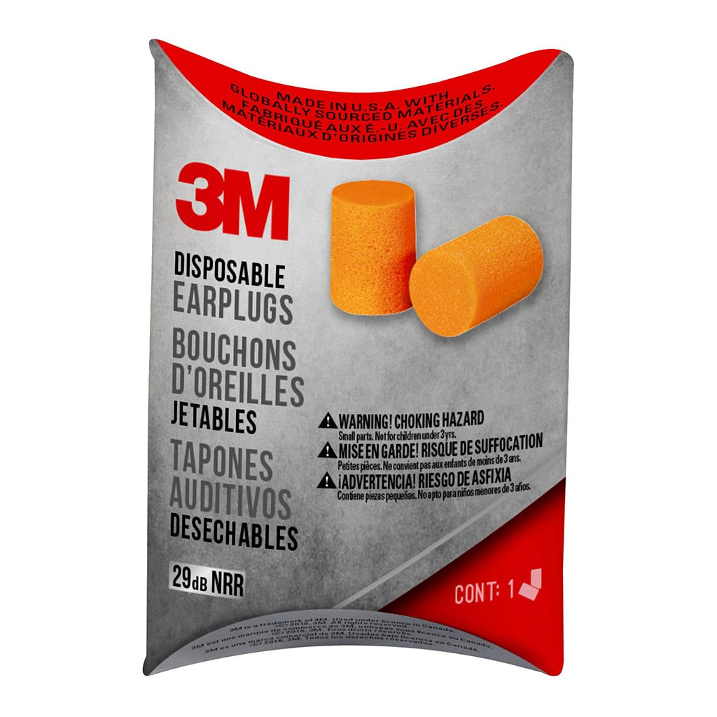 3M Disposable Earplugs (50 Pairs) - Noise Reduction for Sleeping, Work & Travel - NRR 29dB Hearing Protection - Soft Foam Ear Plugs for Construction, Concerts & Study (90581H200 C)