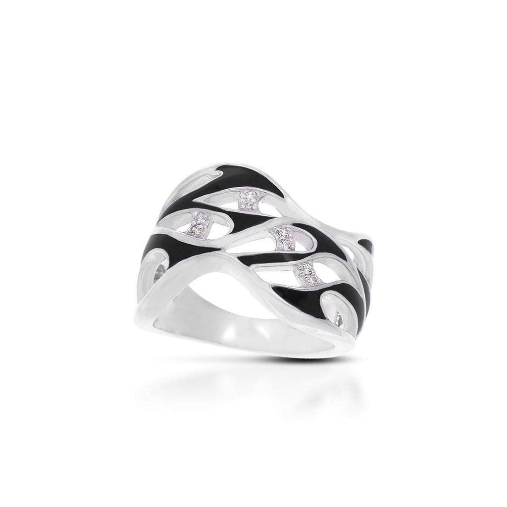Belle Etoile Marea Black Ring for Women - Elegant Stackable Band Jewelry for Everyday Wear & Special Occasions