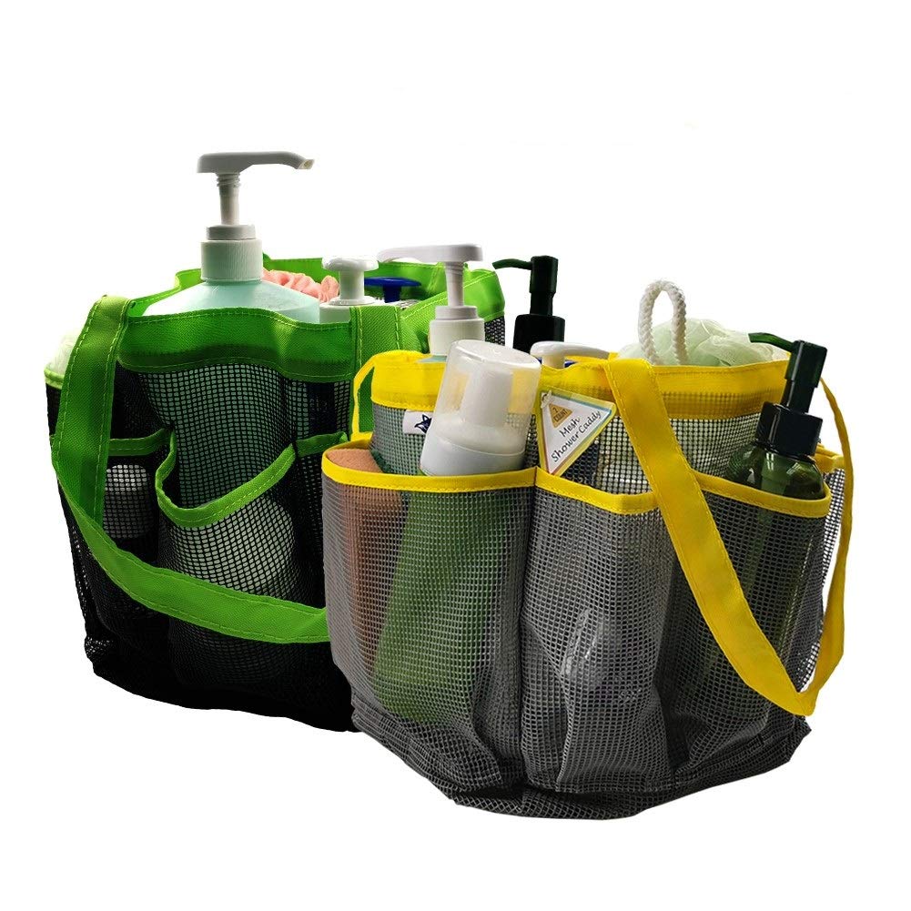 SPINFOX 2 Pack Mesh Shower Caddy Organizer - Quick Dry Hanging Toiletry Bag with 2 Handles for Shampoo, Conditioner, Soap | Perfect for Bathroom, College Dorm, Gym & Travel Accessories Storage