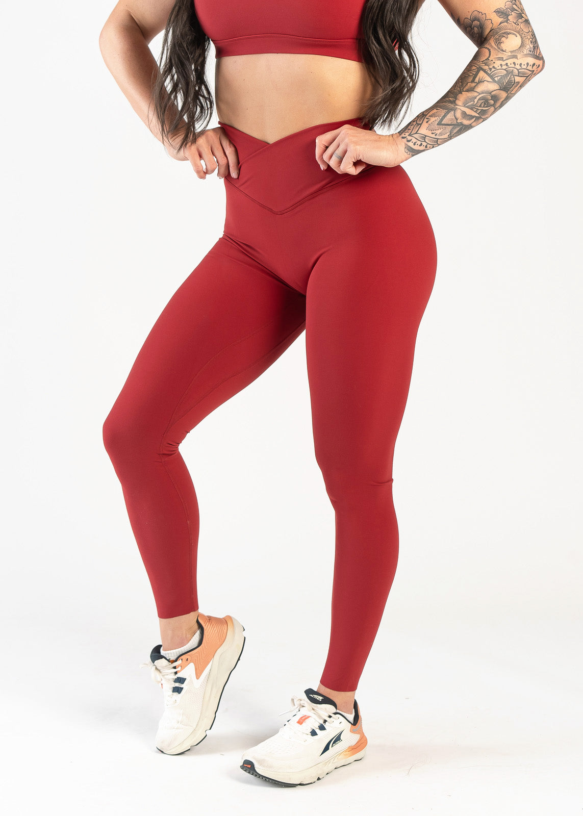 High Waist NKD Leggings with Criss Cross Waistband - Comfortable & Stylish Yoga Pants for Women | Perfect for R.E.D. Friday, Workouts & Everyday Wear