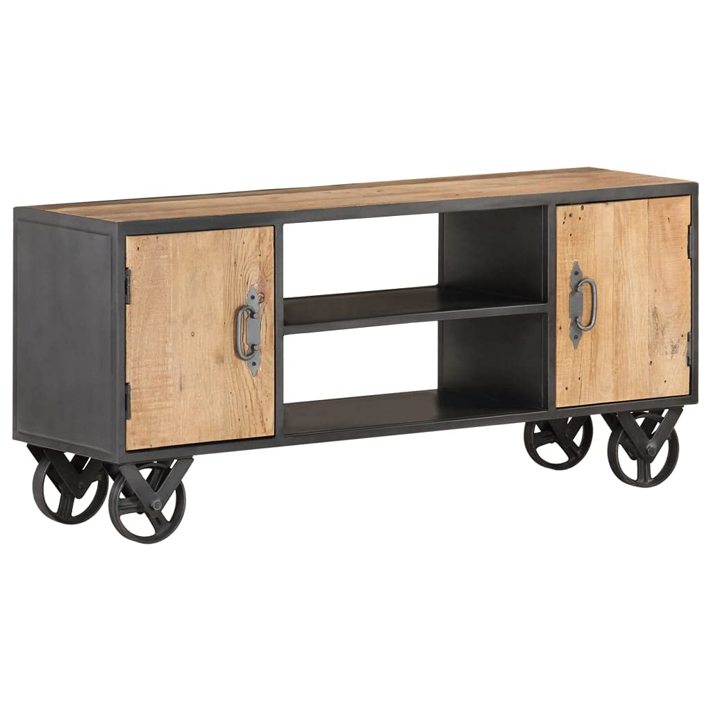 Industrial Style TV Stand with 2 Doors & 2 Open Shelves - 43.3