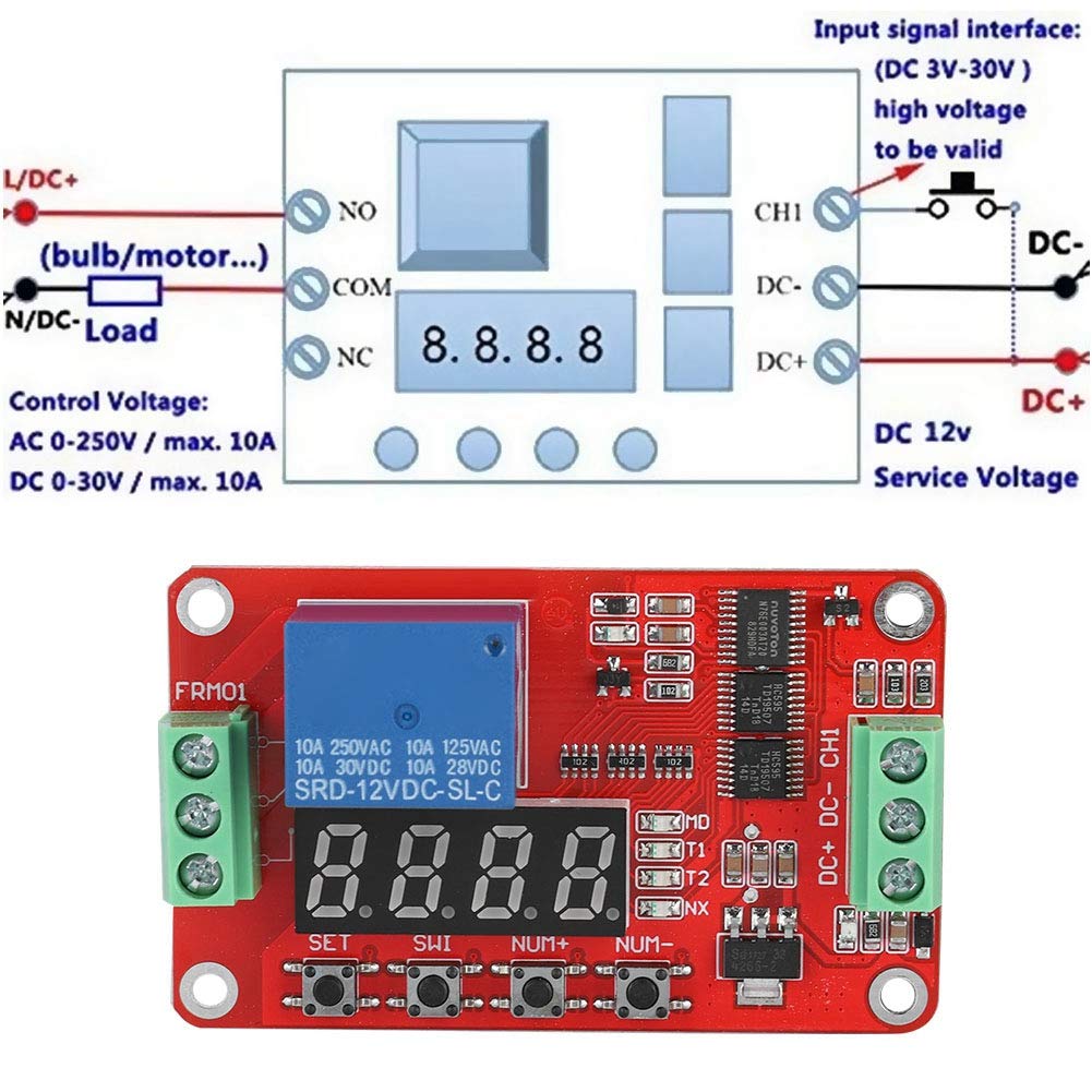 FRM01 Multifunction Infinite Loop Timing Relay - Self-Locking Cycle Timer Module for Automation & Delay Control | Perfect for Industrial Equipment, Home Automation, and DIY Electronics Projects