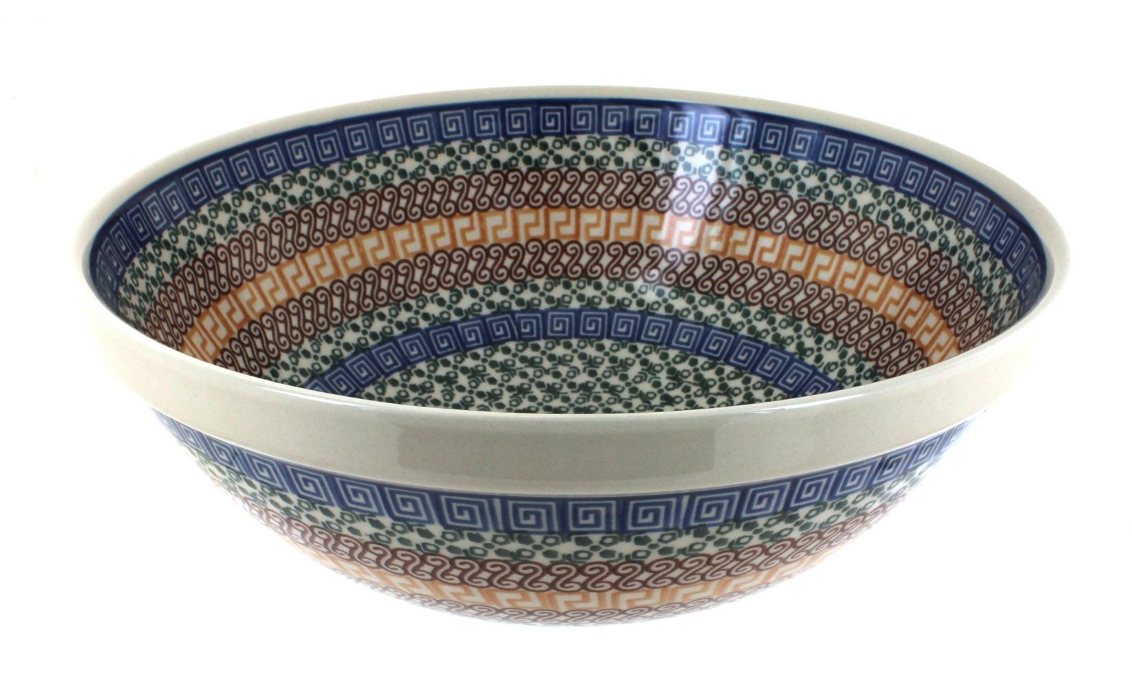 Blue Rose Polish Pottery Athena Large Serving Bowl - Handmade Ceramic Bowl for Dining & Entertaining - Perfect for Salads, Pasta, Fruit & Holiday Serving