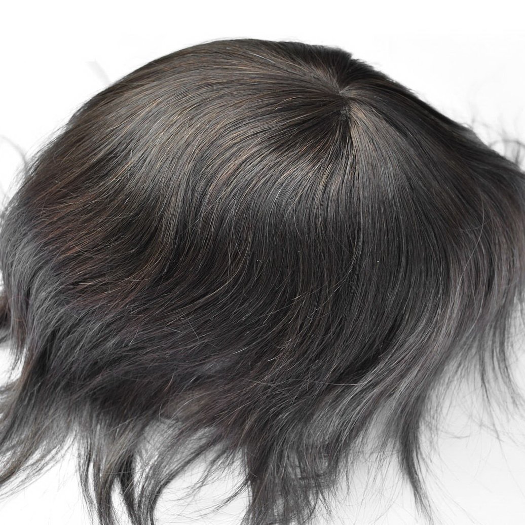 Men's Thin Skin Toupee - 100% Human Hair Dark Brown #2 - All PU Base Hair Unit System (9x7 Inches) - Perfect for Daily Wear & Special Occasions