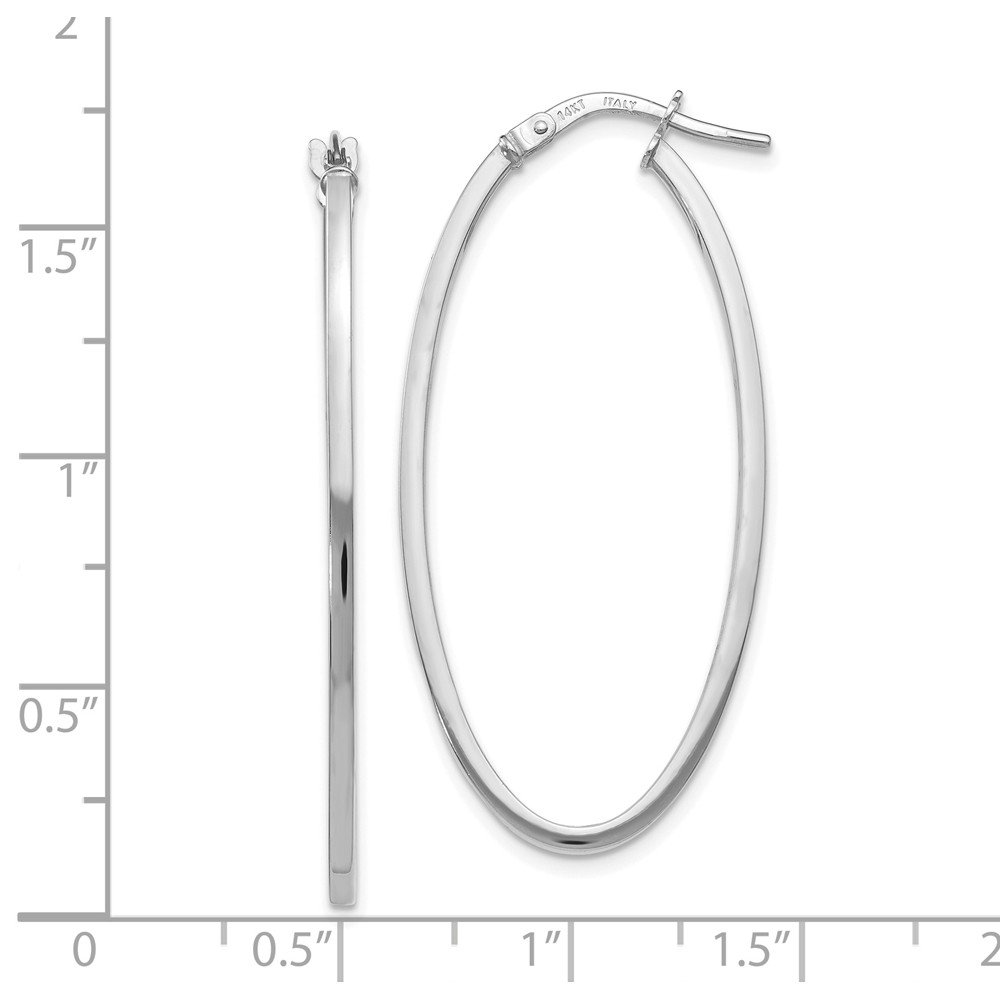 14K White Gold Polished Oval Hoop Earrings for Women - Elegant Everyday Jewelry Gift for Her - Perfect for Parties, Weddings & Date Nights