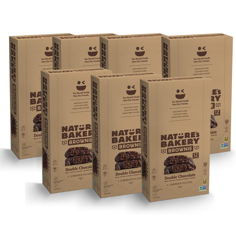 Nature’s Bakery Whole Wheat Fig Bars - Double Chocolate Brownie Flavor, Vegan & Non-GMO Snack Bars (7 Boxes, 84 Twin Packs) | Healthy On-the-Go Breakfast, School Lunch & Workout Snack